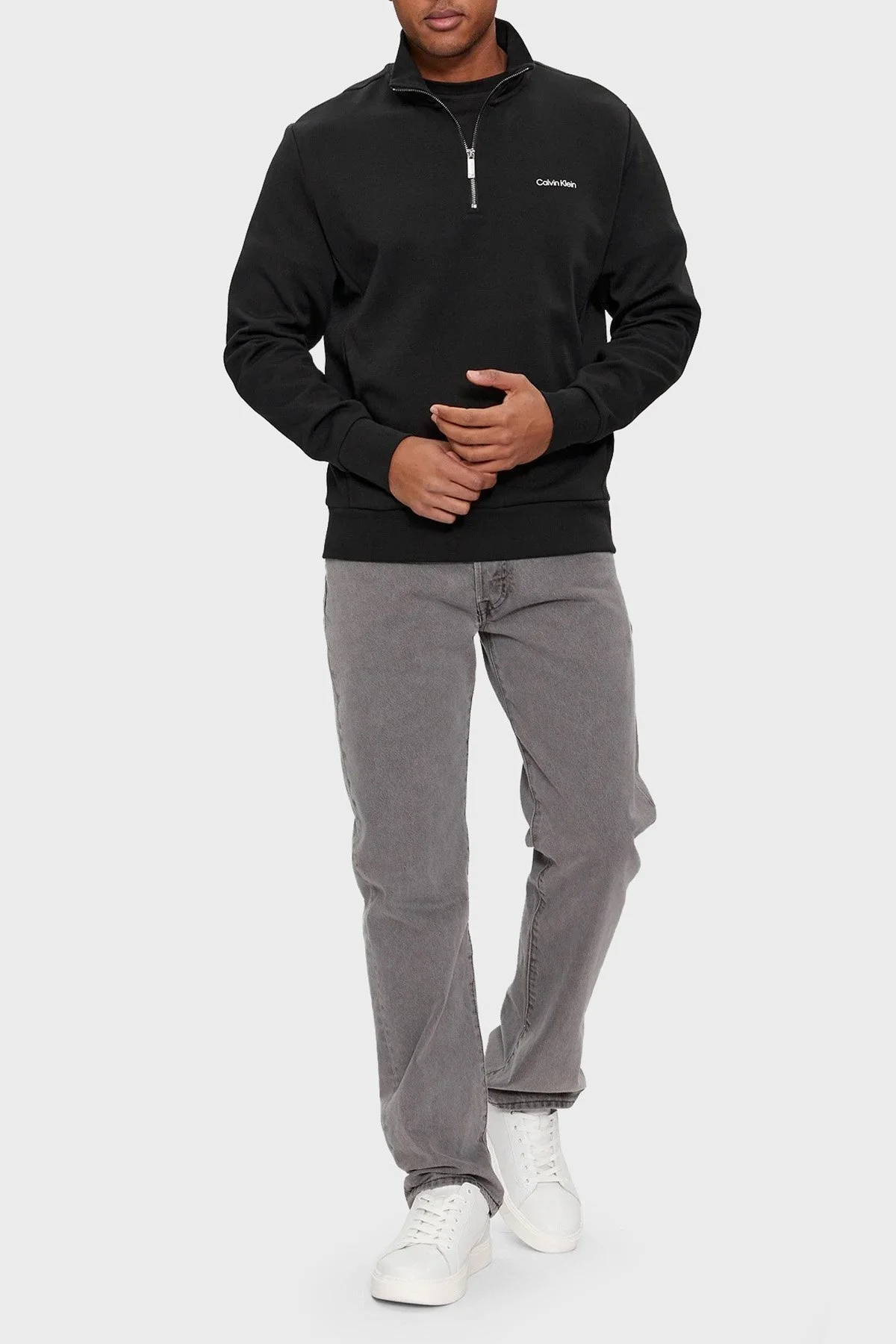 Calvin Klein Pamuklu Yarım Fermuarlı Dik Yaka Regular Fit K10K112755BEH Erkek Sweat K10K112755 BEH SİYAH - 2