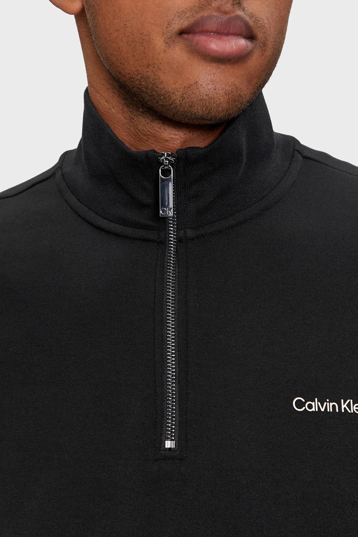 Calvin Klein Pamuklu Yarım Fermuarlı Dik Yaka Regular Fit K10K112755BEH Erkek Sweat K10K112755 BEH SİYAH - 4