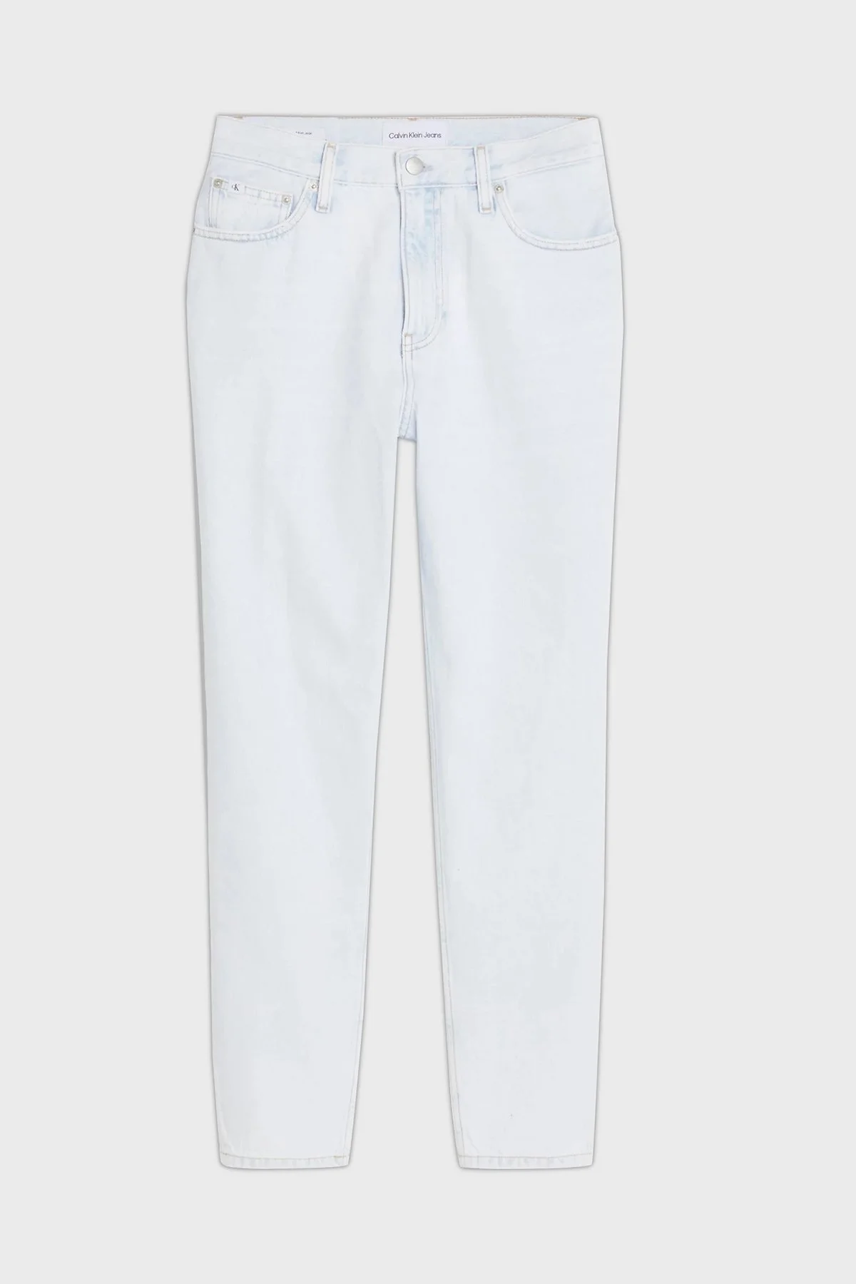 Calvin Klein Pamuklu Yüksek Bel Dar Paça Mom Jeans J20J2208591AA Bayan Kot Pantolon J20J220859 1AA BEYAZ - 5