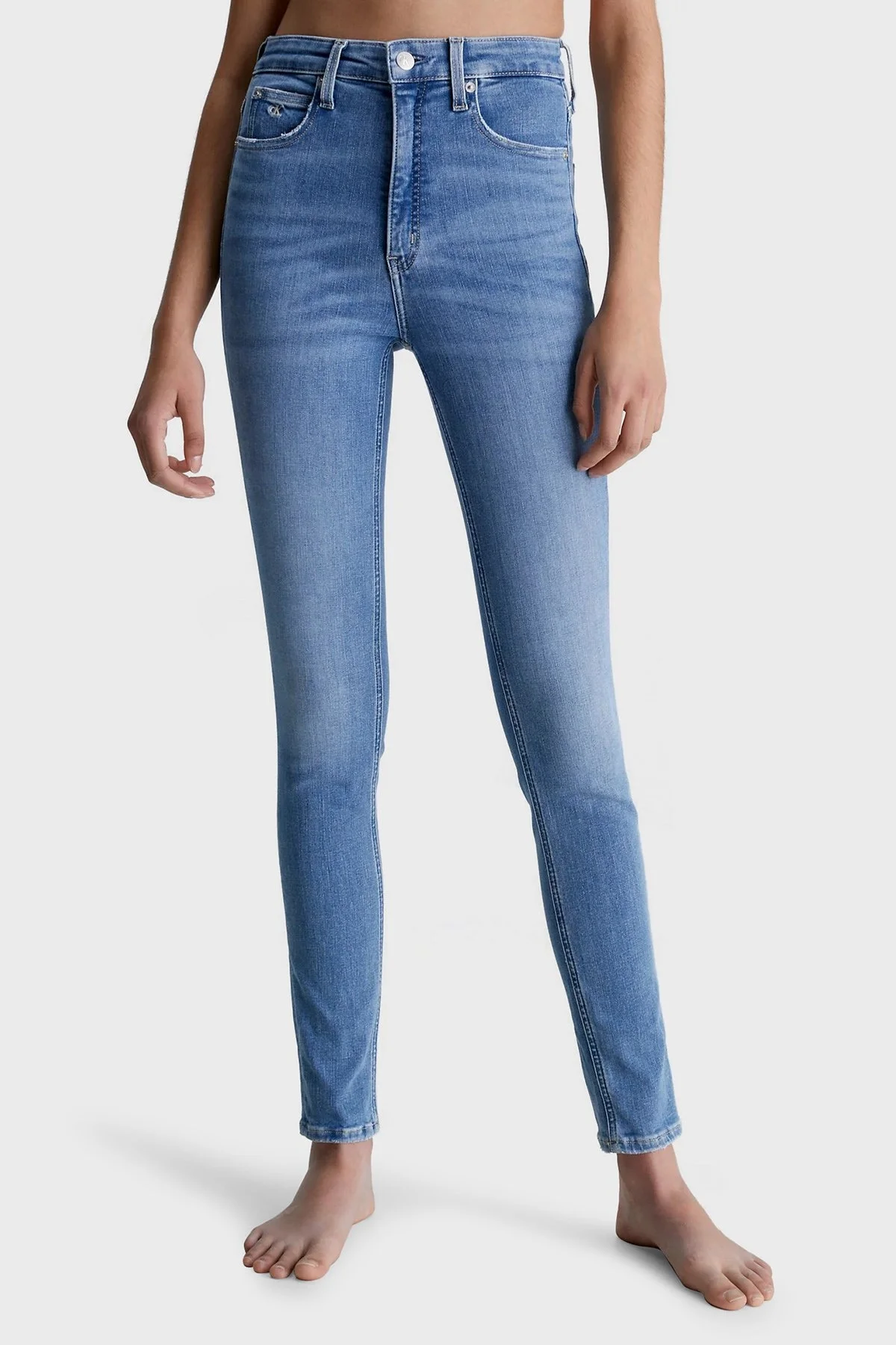 Calvin Klein Pamuklu Yüksek Bel Dar Paça Skinny Fit Jeans J20J2206261A4 Bayan Kot Pantolon J20J220626 1A4 MAVİ - 1