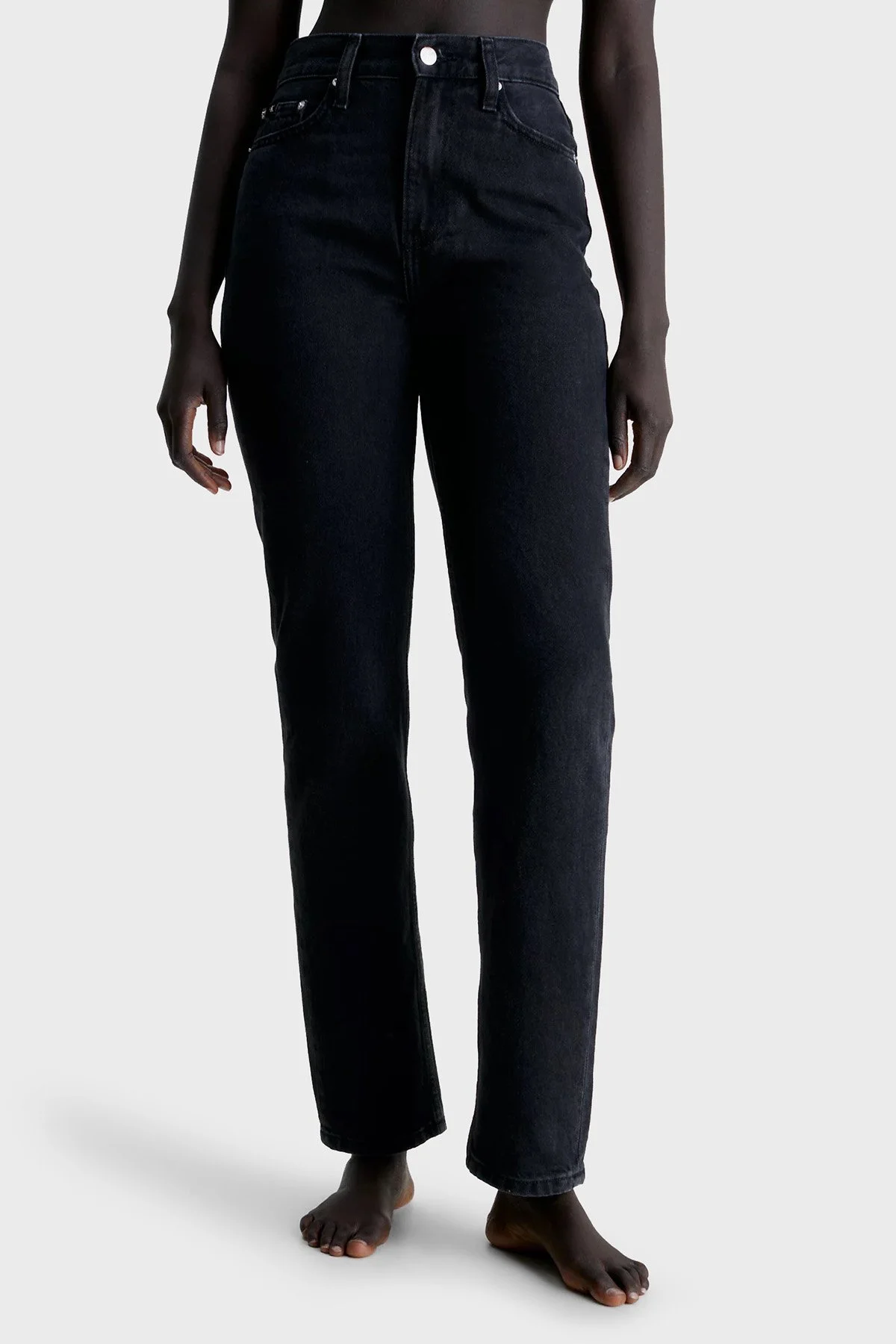 Calvin Klein Pamuklu Yüksek Bel Mom Fit Jeans J20J2221981BY Bayan Kot Pantolon J20J222198 1BY SİYAH - 1