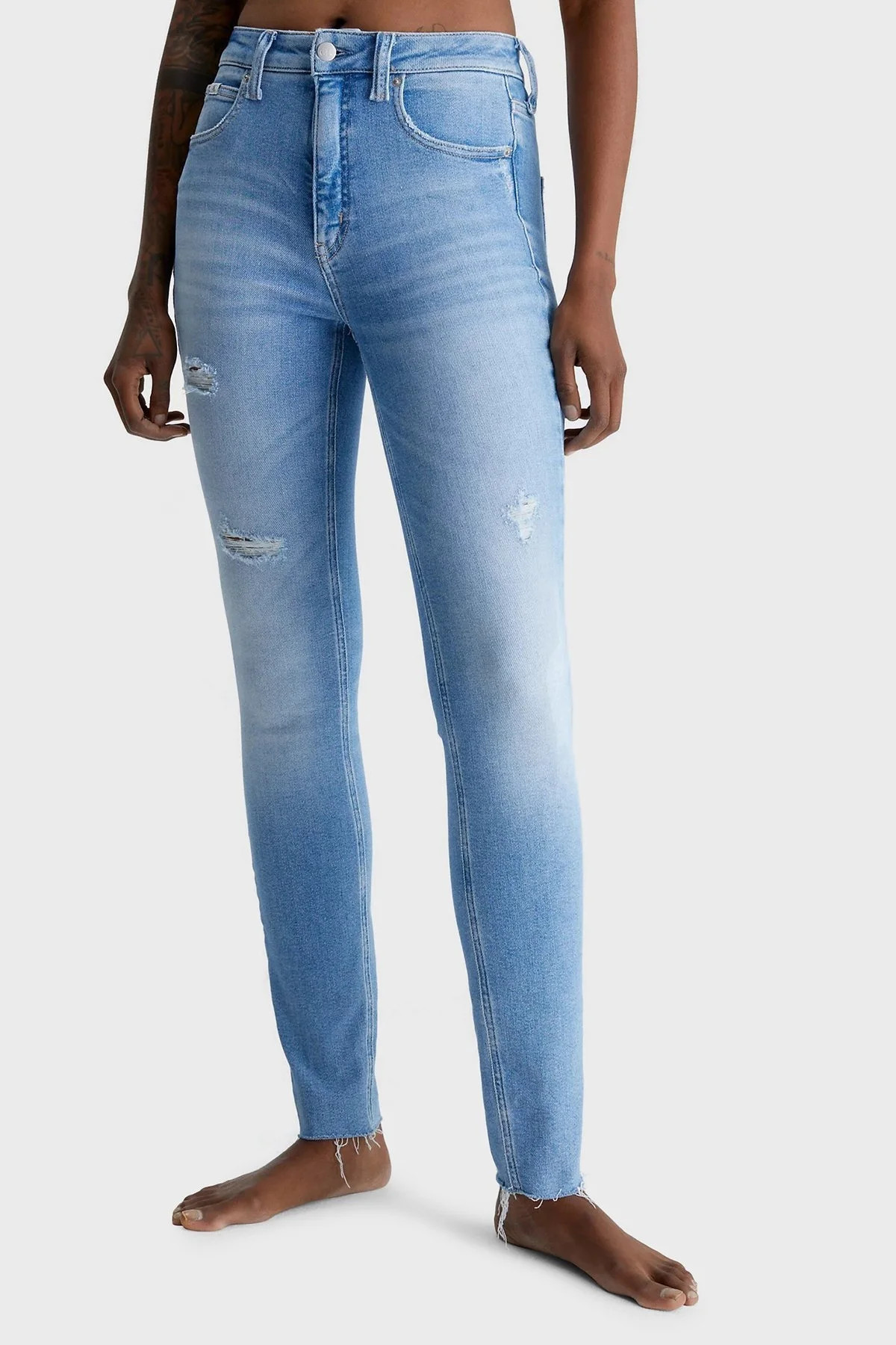 Calvin Klein Pamuklu Yüksek Bel Skinny Fit Dar Paça Jeans J20J2208531AA Bayan Pantolon J20J220853 1AA MAVİ - 1