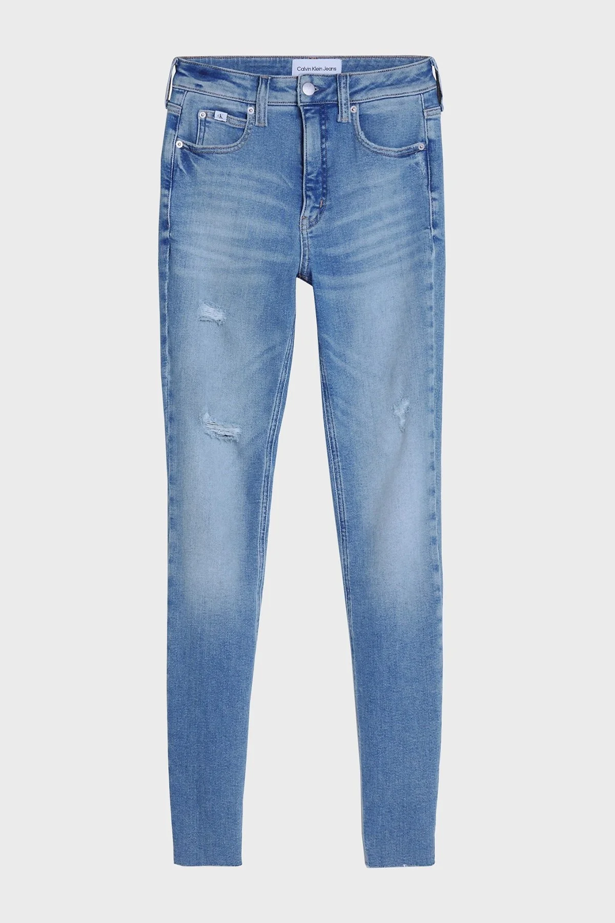 Calvin Klein Pamuklu Yüksek Bel Skinny Fit Dar Paça Jeans J20J2208531AA Bayan Pantolon J20J220853 1AA MAVİ - 5
