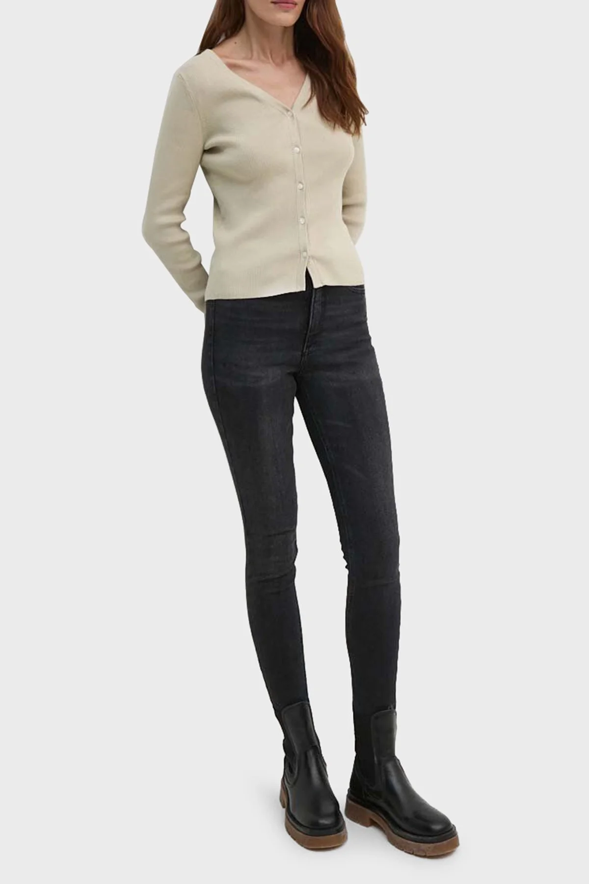 Calvin Klein Pamuklu Yumuşak Dokulu Logolu J20J224239PD7 Bayan Hırka J20J224239 PD7 BEJ - 7