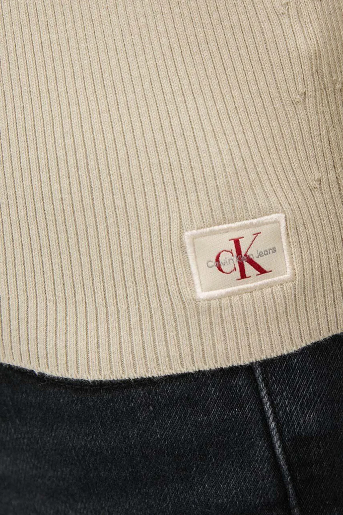 Calvin Klein Pamuklu Yumuşak Dokulu Logolu J20J224239PD7 Bayan Hırka J20J224239 PD7 BEJ - 10