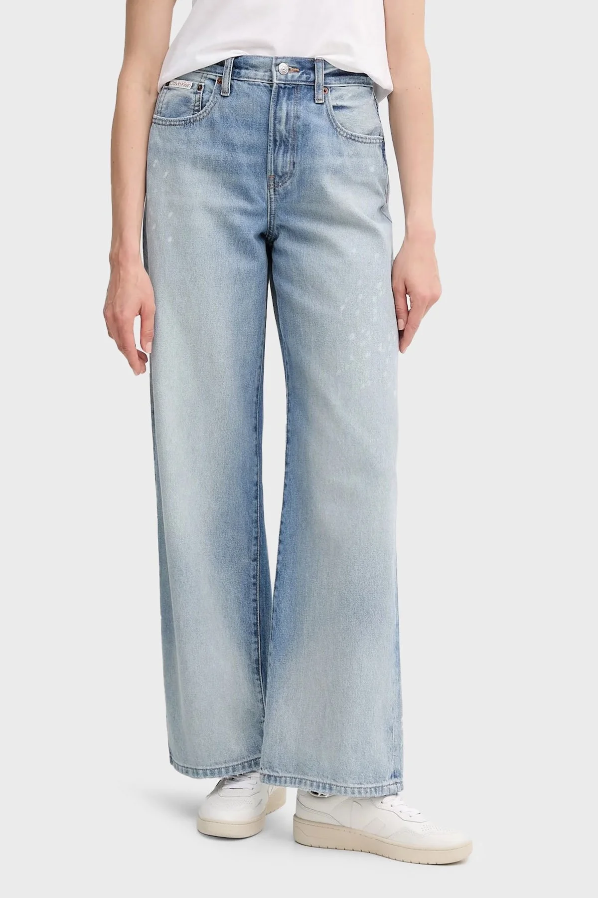 Calvin Klein Pamulu Wide Leg Yüksel Bel Bol Paça Jeans LV047C702GX0N Bayan Kot Pantolon LV047C702G X0N AÇIK MAVİ - 1