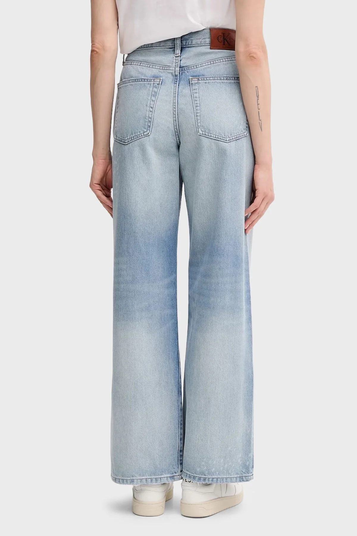 Calvin Klein Pamulu Wide Leg Yüksel Bel Bol Paça Jeans LV047C702GX0N Bayan Kot Pantolon LV047C702G X0N AÇIK MAVİ - 3