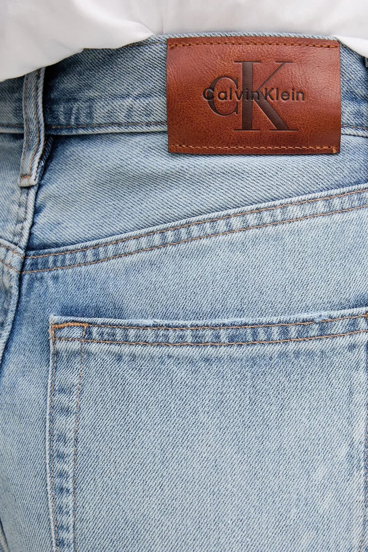 Calvin Klein Pamulu Wide Leg Yüksel Bel Bol Paça Jeans LV047C702GX0N Bayan Kot Pantolon LV047C702G X0N AÇIK MAVİ - 4