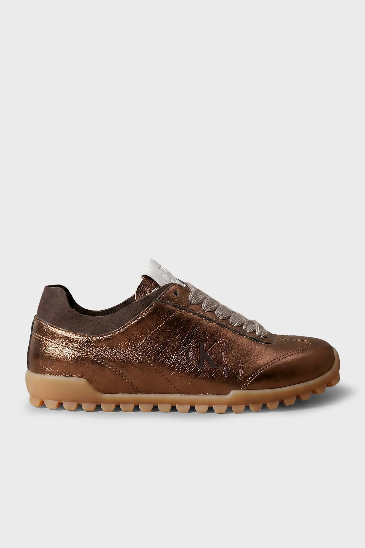 Calvin Klein Parlak Deri Sneaker HW0HW0330502N Kadın Ayakkabı HW0HW03305 02N Bronz - 1
