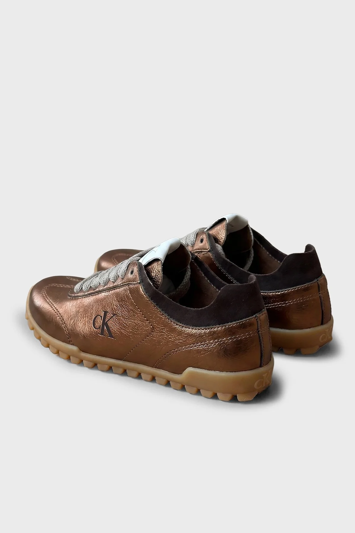 Calvin Klein Parlak Deri Sneaker HW0HW0330502N Kadın Ayakkabı HW0HW03305 02N Bronz - 3