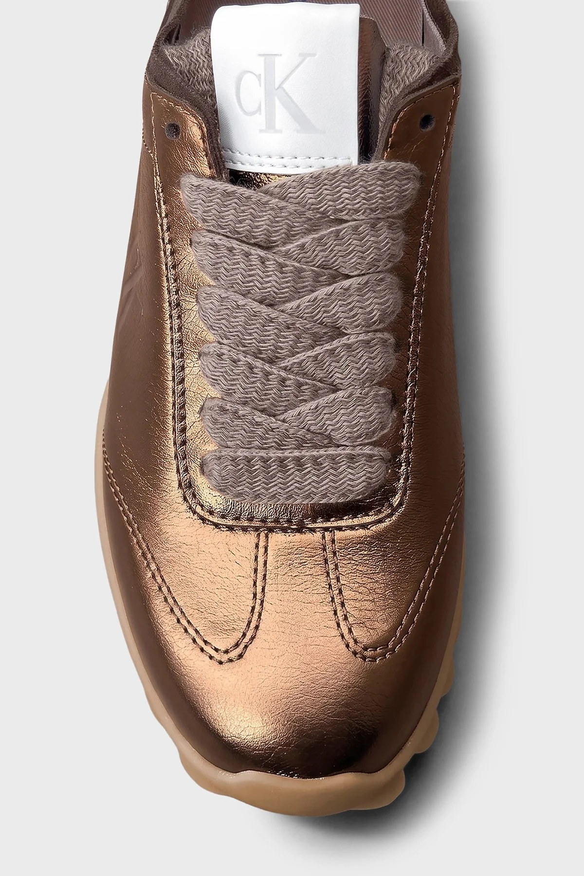 Calvin Klein Parlak Deri Sneaker HW0HW0330502N Kadın Ayakkabı HW0HW03305 02N Bronz - 4