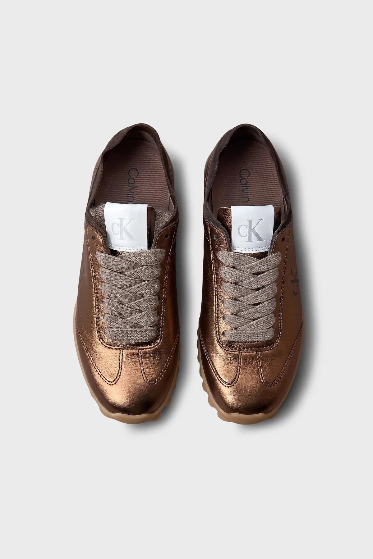 Calvin Klein Parlak Deri Sneaker HW0HW0330502N Kadın Ayakkabı HW0HW03305 02N Bronz - 5