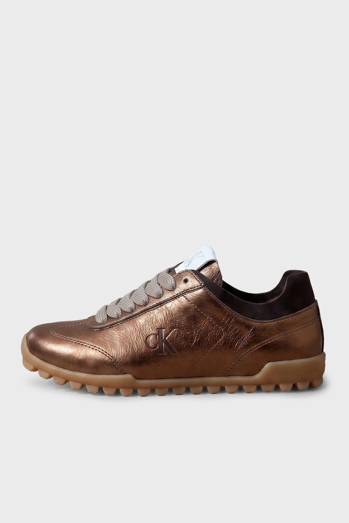 Calvin Klein Parlak Deri Sneaker HW0HW0330502N Kadın Ayakkabı HW0HW03305 02N Bronz - 6