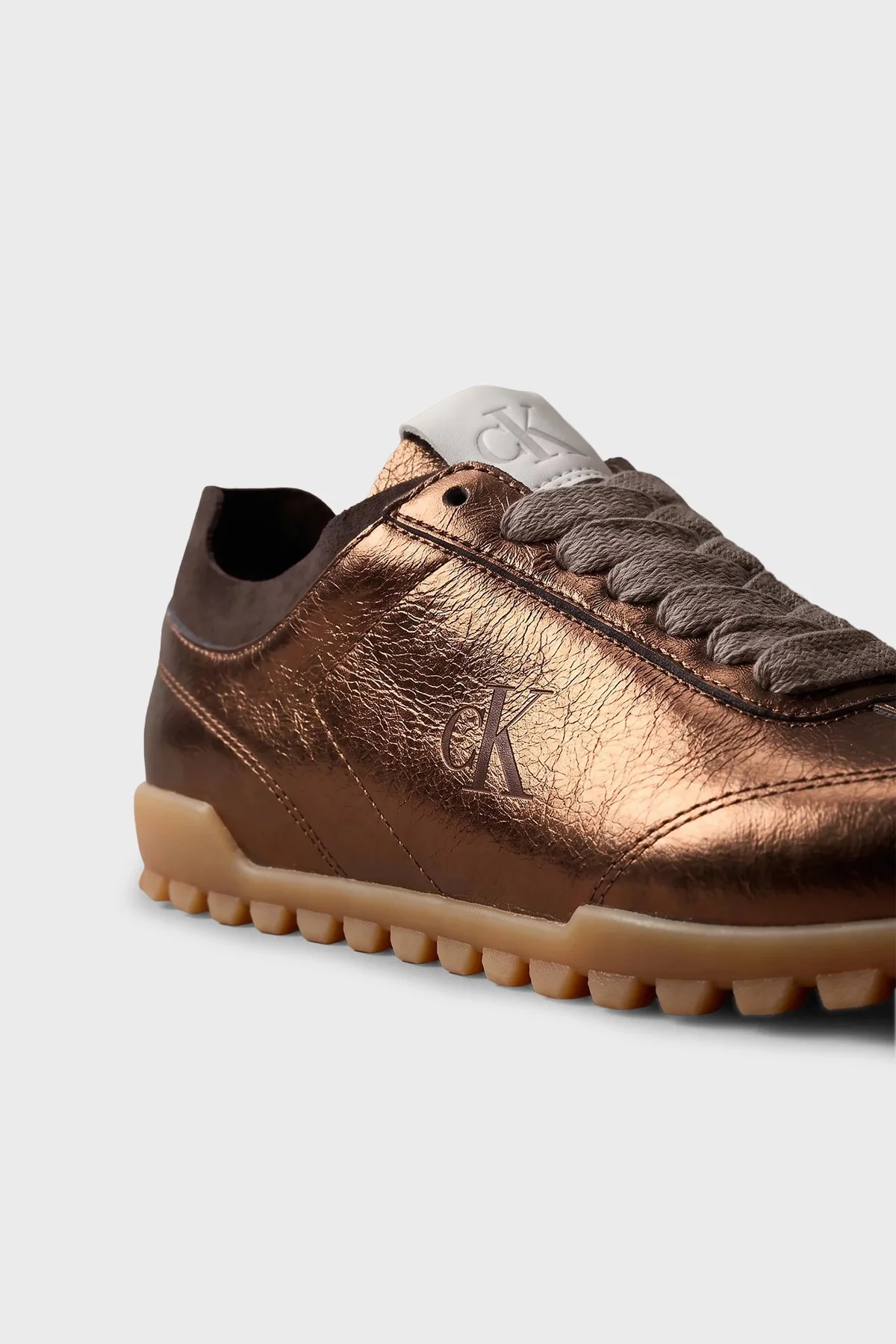 Calvin Klein Parlak Deri Sneaker HW0HW0330502N Kadın Ayakkabı HW0HW03305 02N Bronz - 7