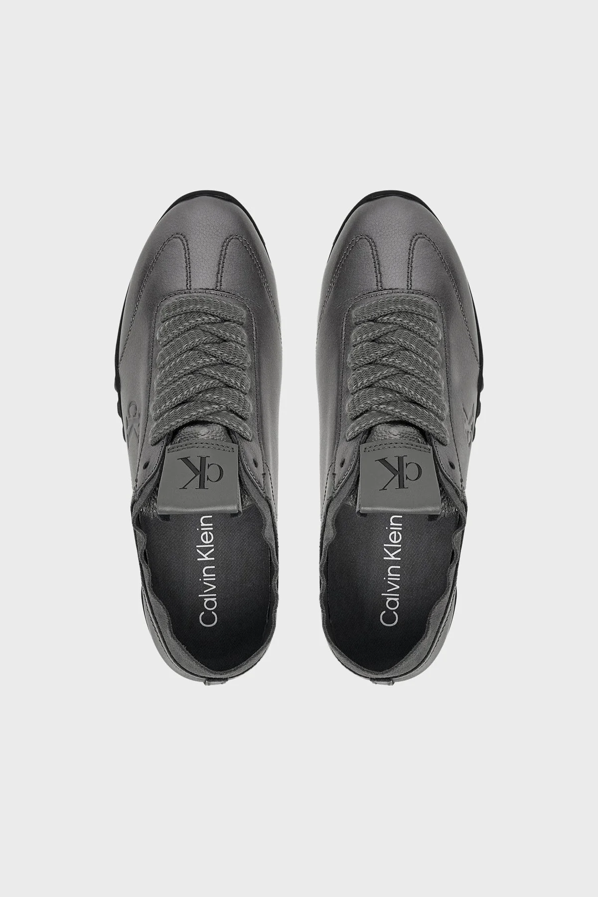 Calvin Klein Parlak Deri Sneaker HW0HW033050IQ Kadın Ayakkabı HW0HW03305 0IQ Gri - 5