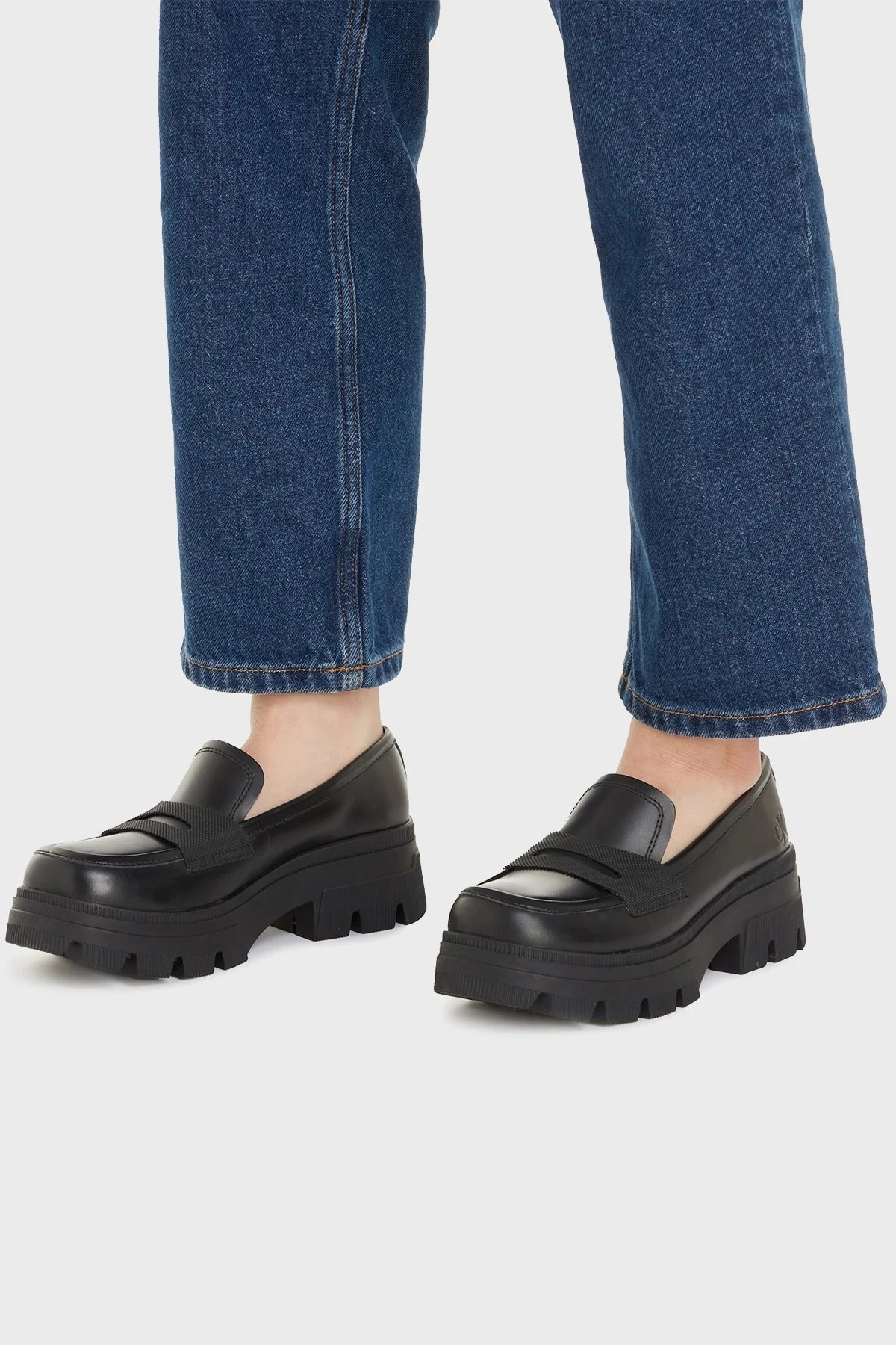 Calvin Klein Platformlu Deri Loafer YW0YW011200GT Bayan Ayakkabı YW0YW01120 0GT SİYAH - 2