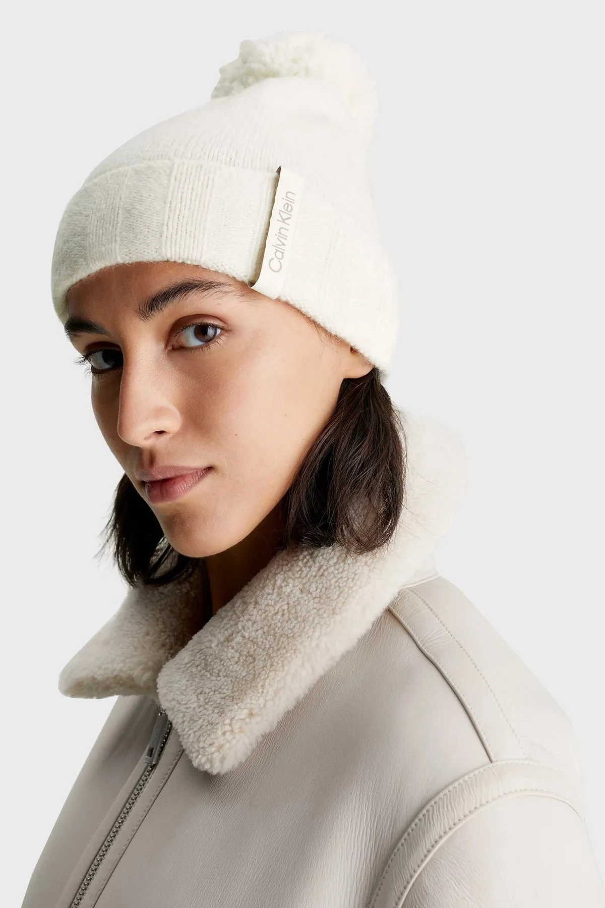 Calvin Klein Ponponlu Yün Karışımlı K60K611606YAL Bayan Bere K60K611606 YAL BEYAZ - 2