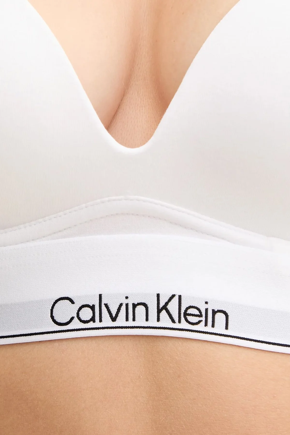 Calvin Klein Push-Up Logo Bantlı Pamuklu Ayarlanabilir Askılı LV00QF8502100 Bayan Sütyen LV00QF8502 100 BEYAZ - 4