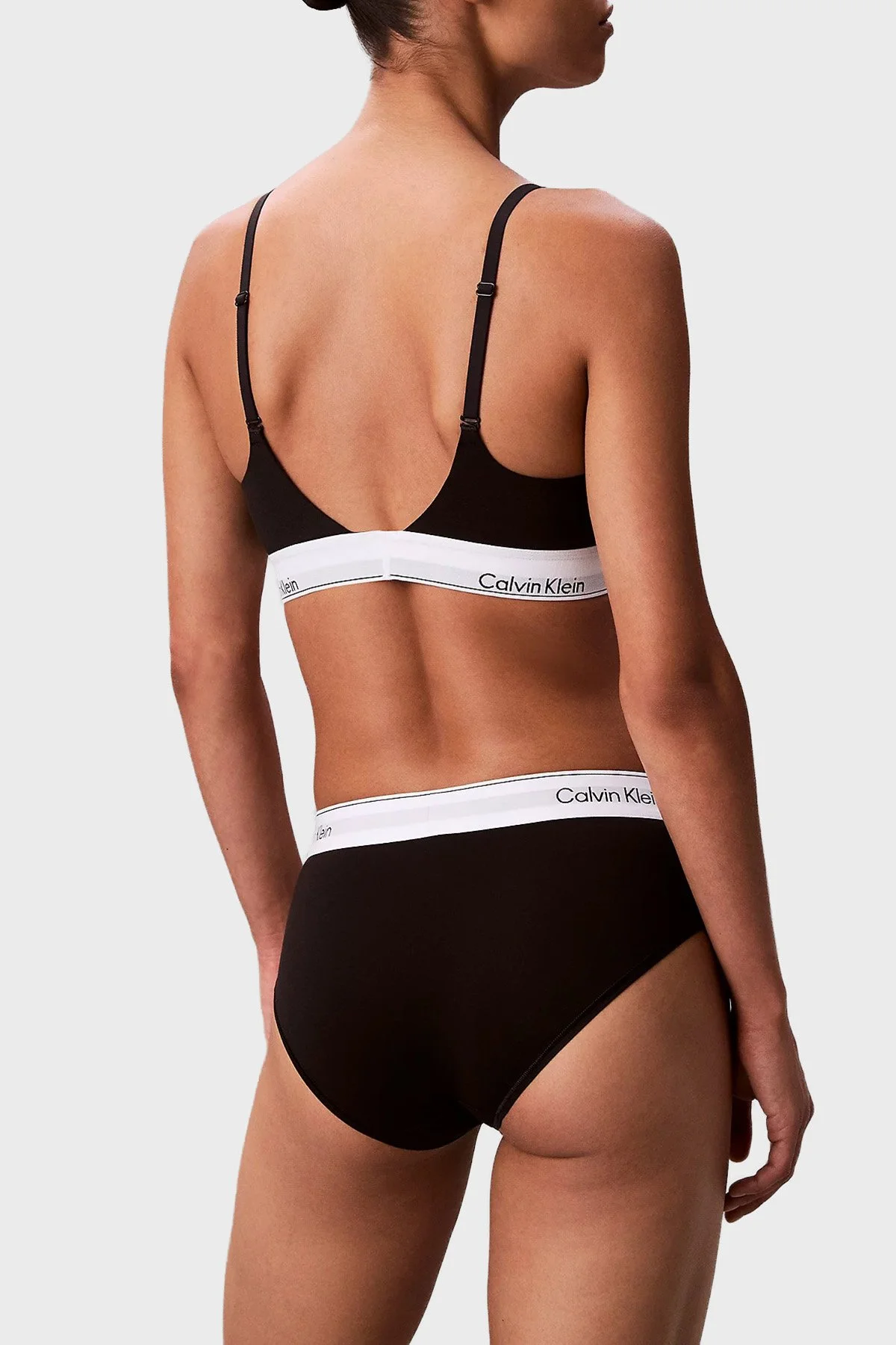 Calvin Klein Push-Up Logo Bantlı Pamuklu Ayarlanabilir Askılı LV00QF8502UB1 Bayan Sütyen LV00QF8502 UB1 SİYAH - 3