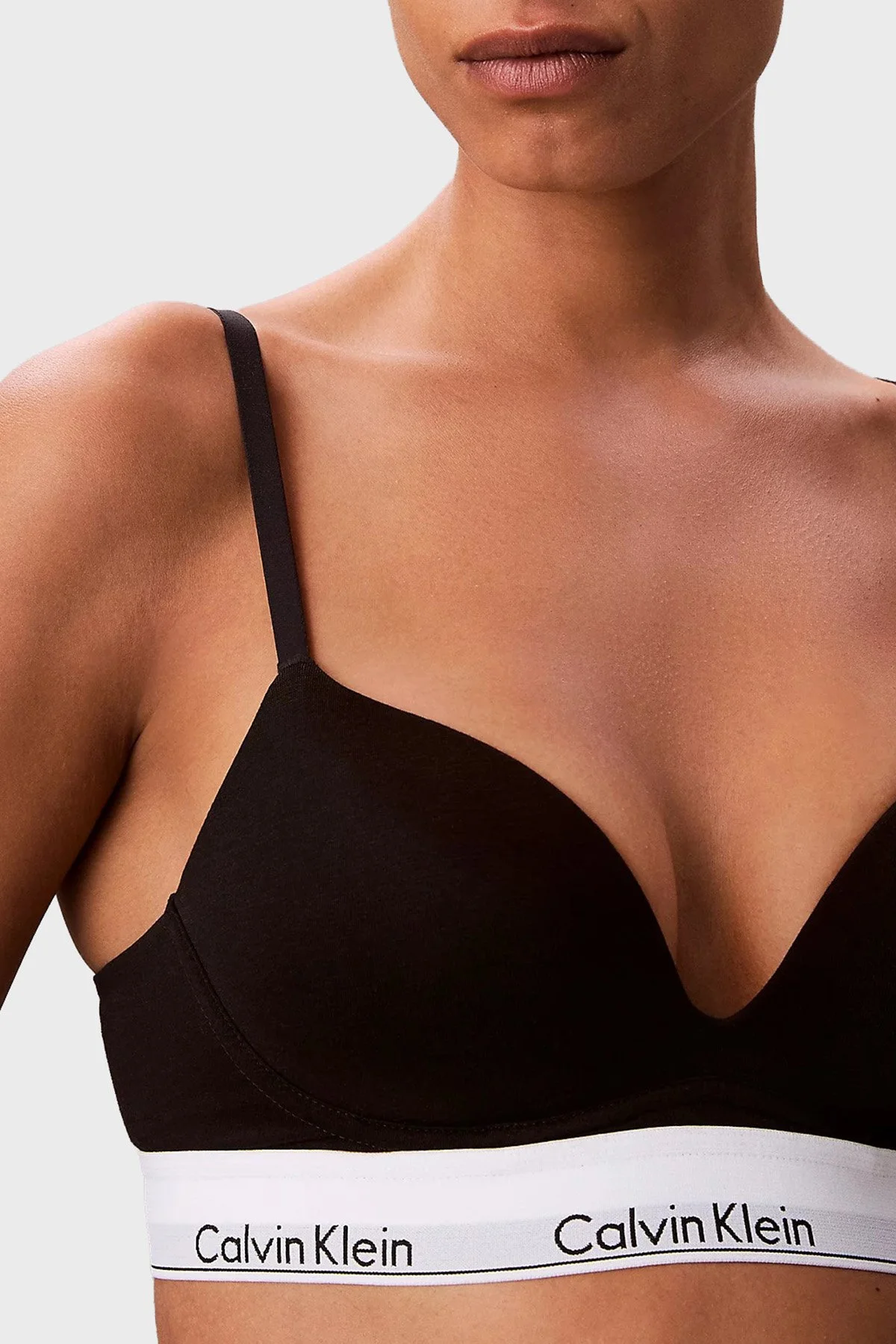 Calvin Klein Push-Up Logo Bantlı Pamuklu Ayarlanabilir Askılı LV00QF8502UB1 Bayan Sütyen LV00QF8502 UB1 SİYAH - 5