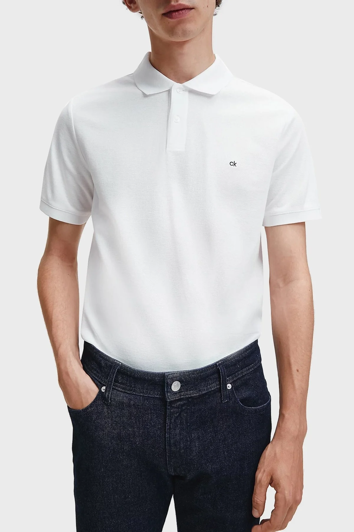 Calvin Klein Regular Fit % 100 Pamuk Düğmeli T Shirt Erkek Polo K10K102964 105 BEYAZ - 1