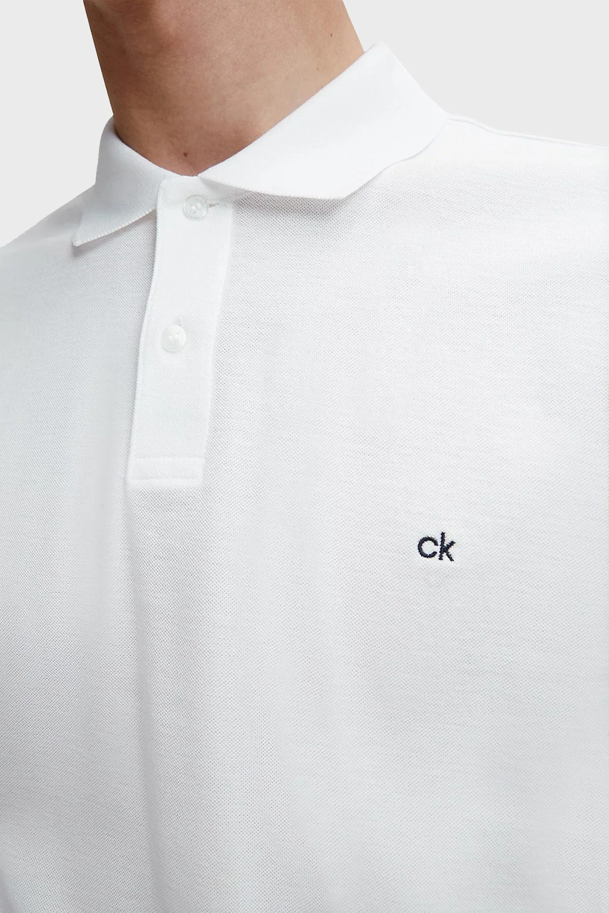 Calvin Klein Regular Fit % 100 Pamuk Düğmeli T Shirt Erkek Polo K10K102964 105 BEYAZ - 4