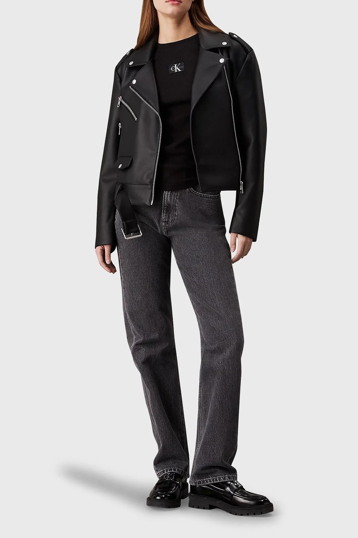 Calvin Klein Regular Fit Biker J20J223448BEH Bayan Ceket J20J223448 BEH SİYAH - 4
