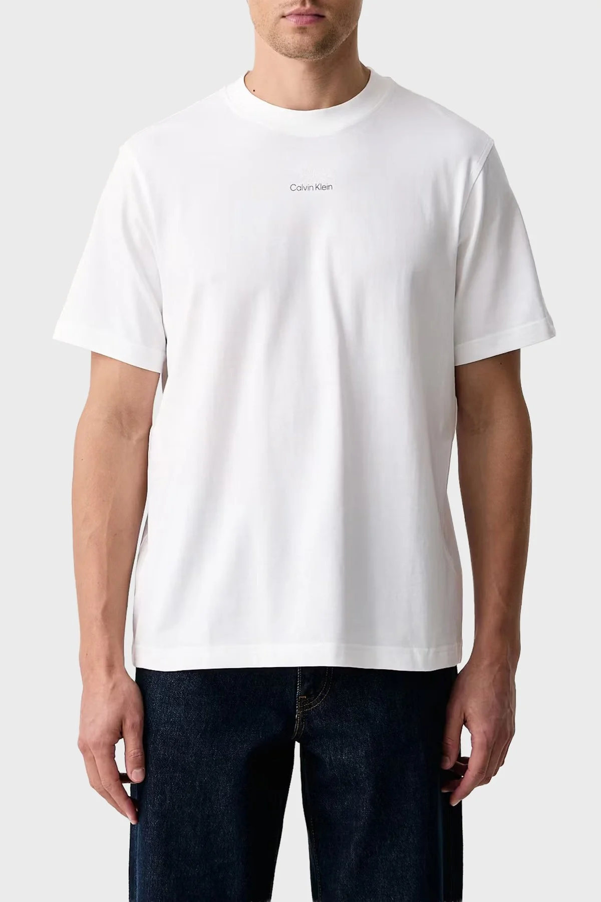Calvin Klein Regular Fit Bisiklet Yaka T-Shirt LV04RH821GYAF Erkek T Shirt LV04RH821G YAF Beyaz - 1