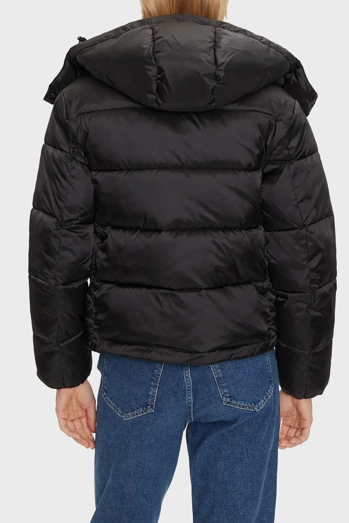 Calvin Klein Regular Fit Çıkarılabilir Kapüşonlu Parlak Saten Şişme J20J224616BEH Bayan Mont J20J224616 BEH SİYAH - 3