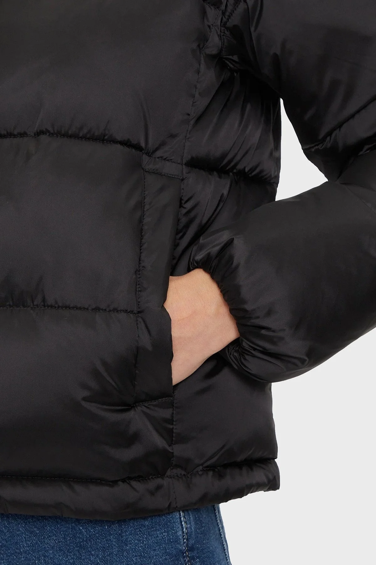 Calvin Klein Regular Fit Çıkarılabilir Kapüşonlu Parlak Saten Şişme J20J224616BEH Bayan Mont J20J224616 BEH SİYAH - 7