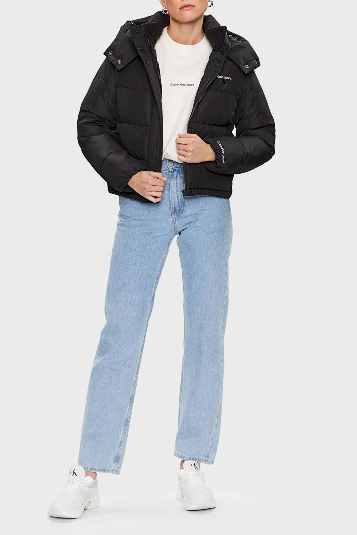 Calvin Klein Regular Fit Çıkarılabilir Kapüşonlu Şişme J20J221377BEH Bayan Mont J20J221377 BEH SİYAH - 3