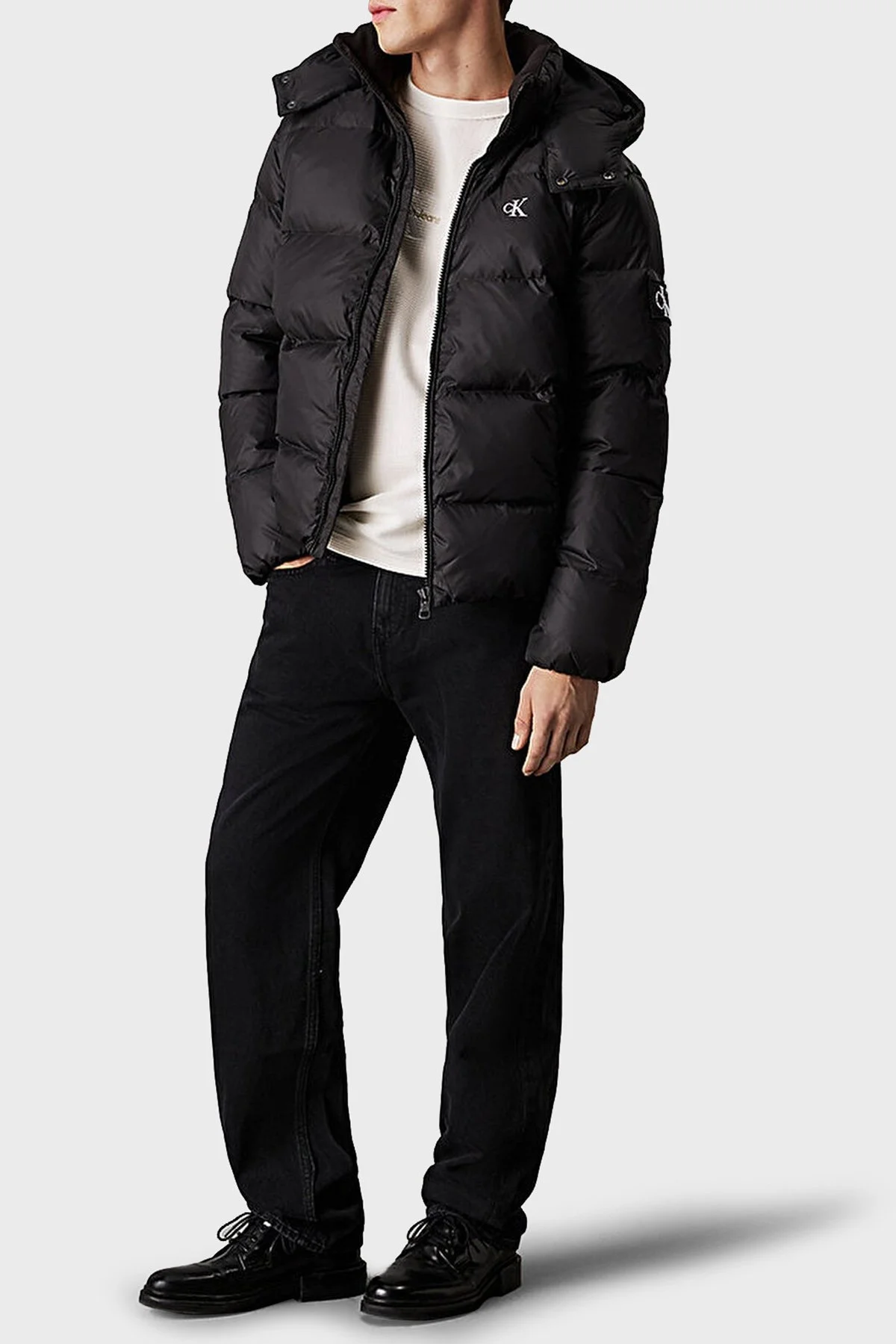 Calvin Klein Regular Fit Çıkarılabilir Kapüşonlu Su İtici Şişme J30J325946BEH Erkek Mont J30J325946 BEH SİYAH - 7