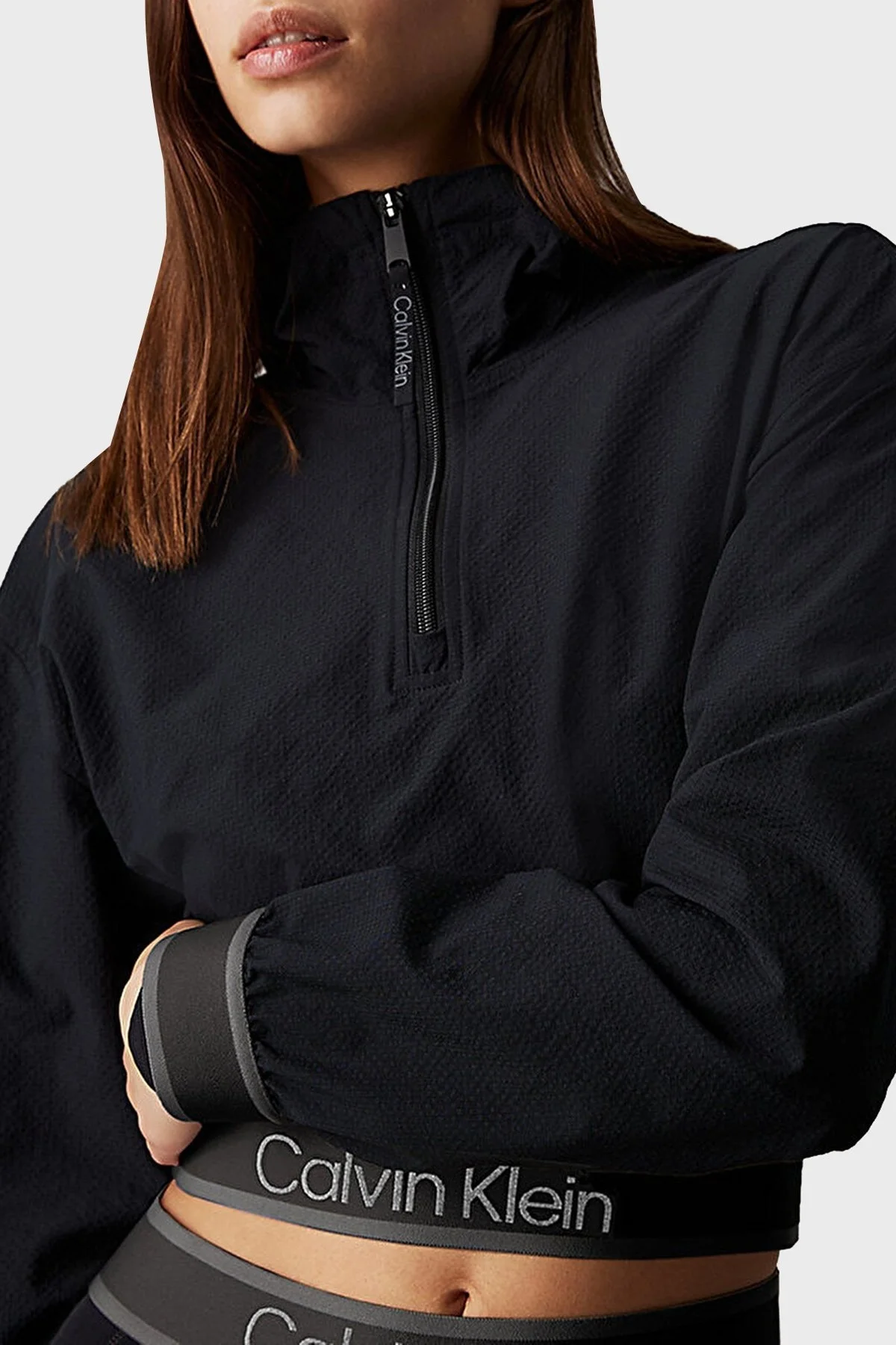 Calvin Klein Regular Fit Crop 00GWF4J403BAE Bayan Sweat 00GWF4J403 BAE SİYAH - 8