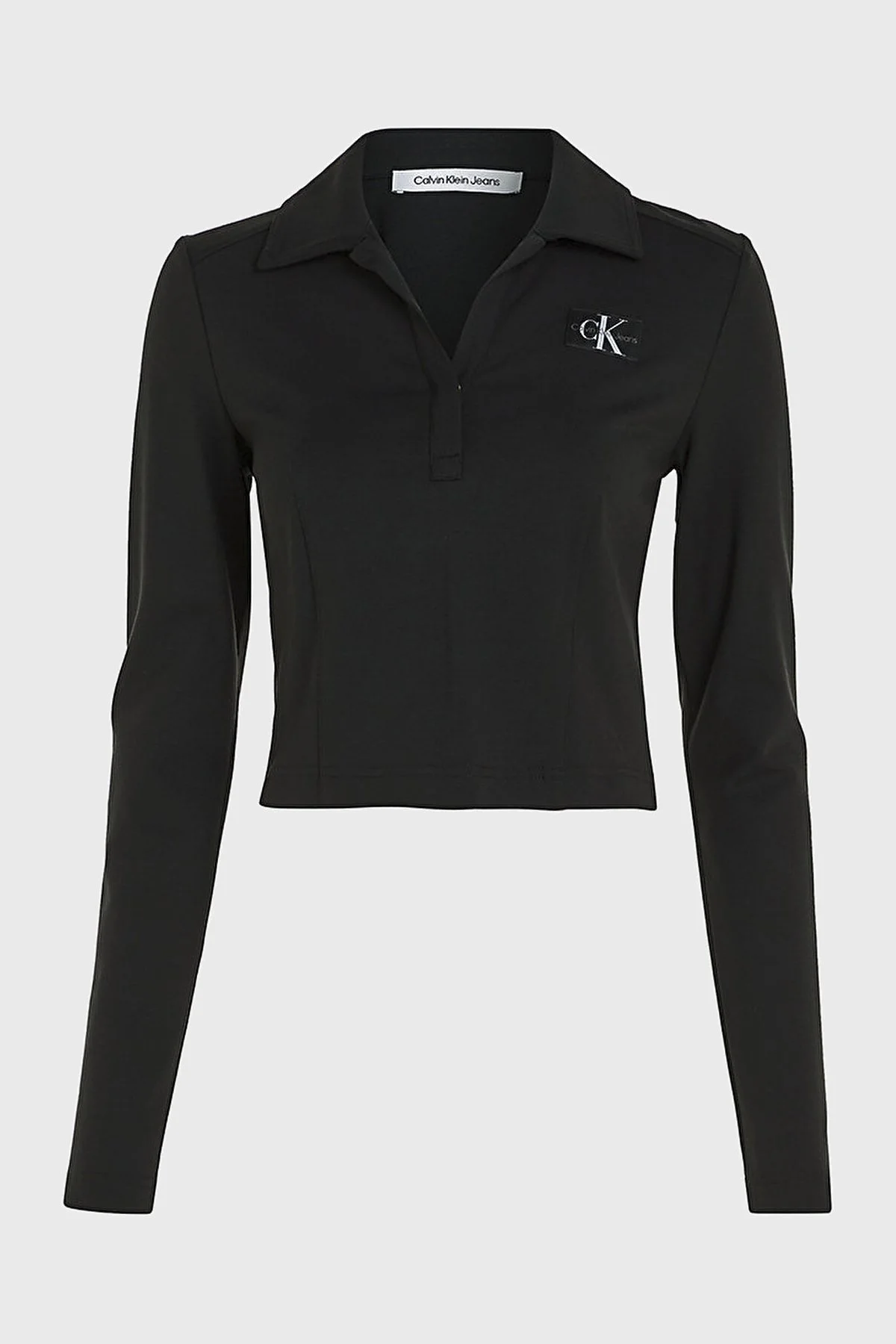Calvin Klein Regular Fit Crop J20J222556BEH Bayan Polo Yaka Sweat J20J222556 BEH SİYAH - 5