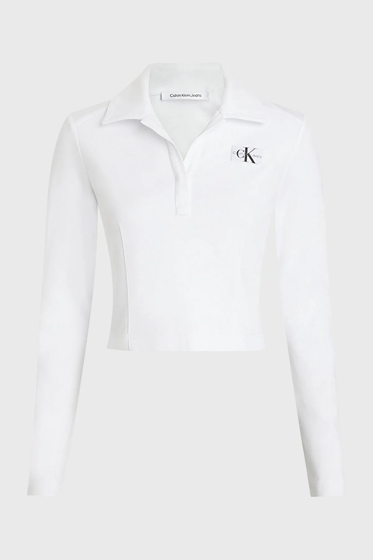 Calvin Klein Regular Fit Crop J20J222556YAF Bayan Polo Yaka Sweat J20J222556 YAF BEYAZ - 5