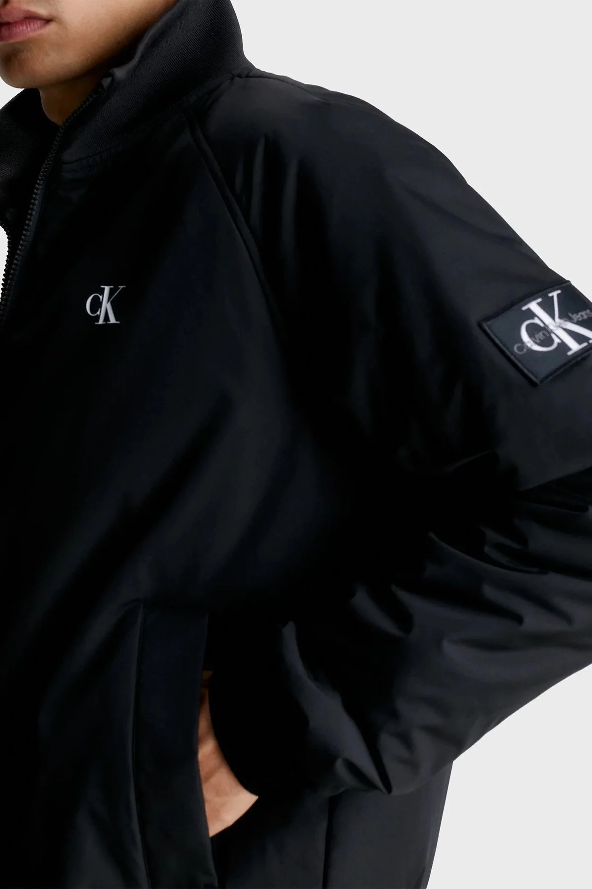 Calvin Klein Regular Fit Dik Yaka Bomber J30J323466BEH Erkek Ceket J30J323466 BEH SİYAH - 4