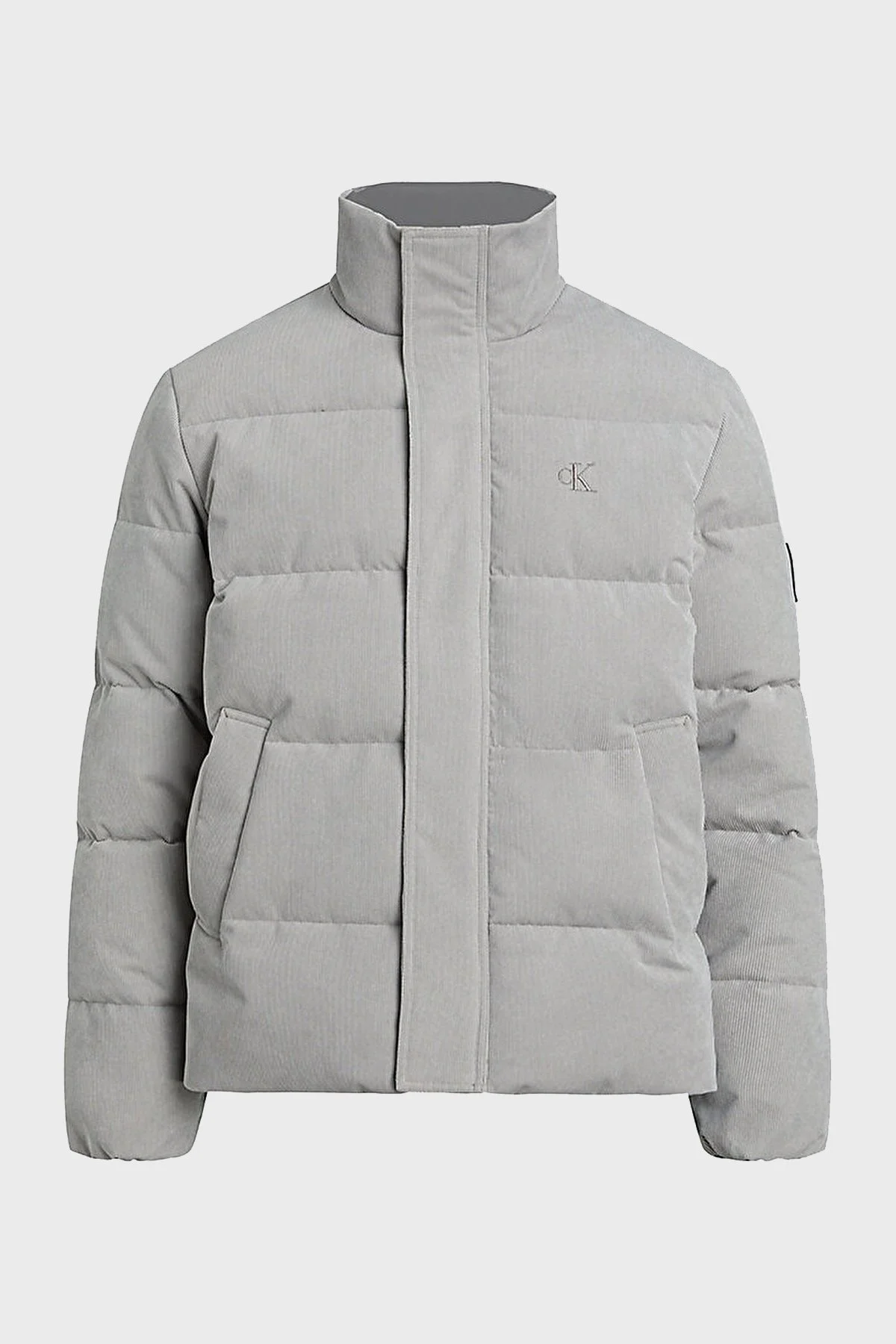 Calvin Klein Regular Fit Dik Yaka Kadife Dokulu J30J324059PEE Erkek Mont J30J324059 PEE GRİ - 5