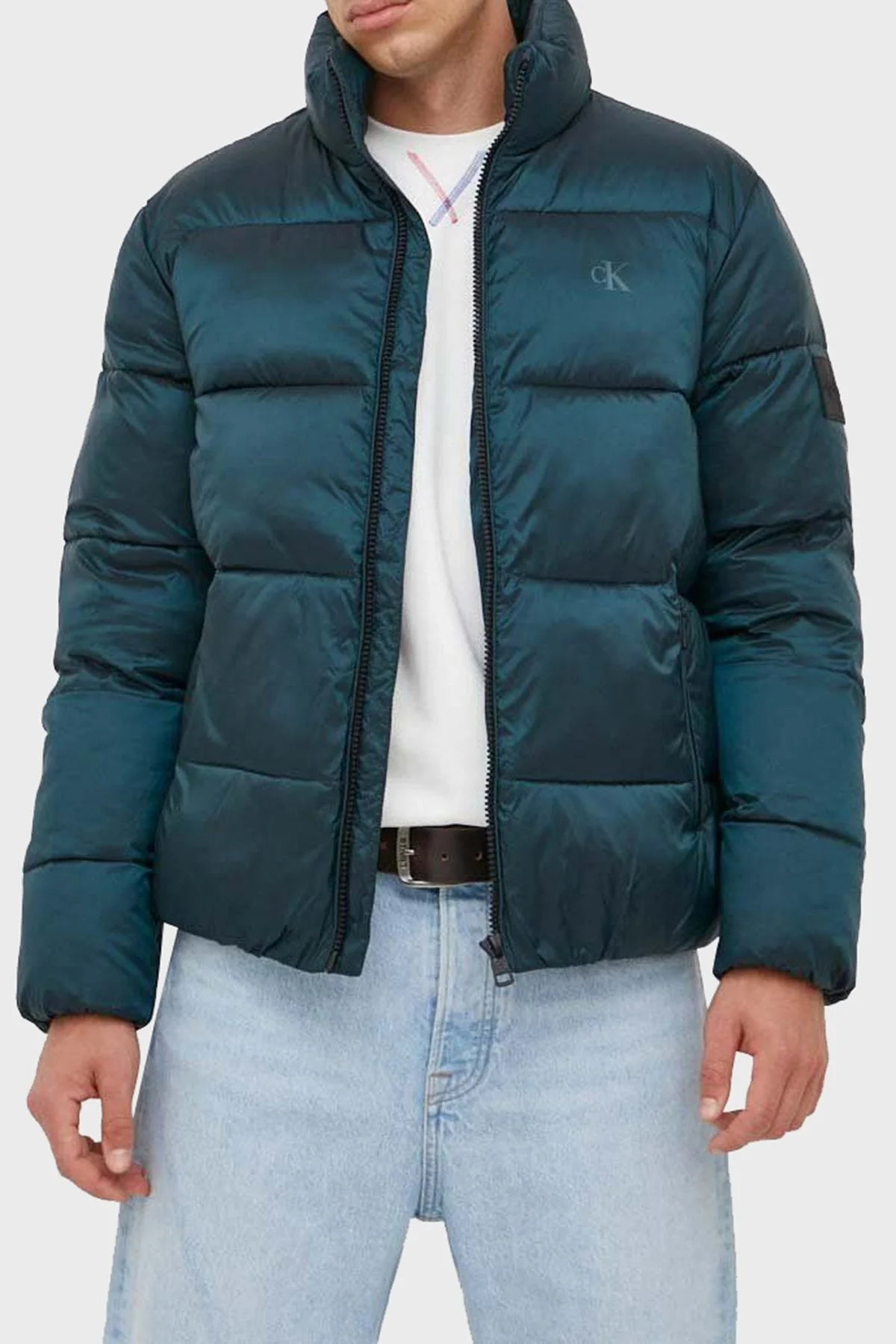 Calvin Klein Regular Fit Dik Yaka Şişme J30J324081CA4 Erkek Mont J30J324081 CA4 YEŞİL - 1