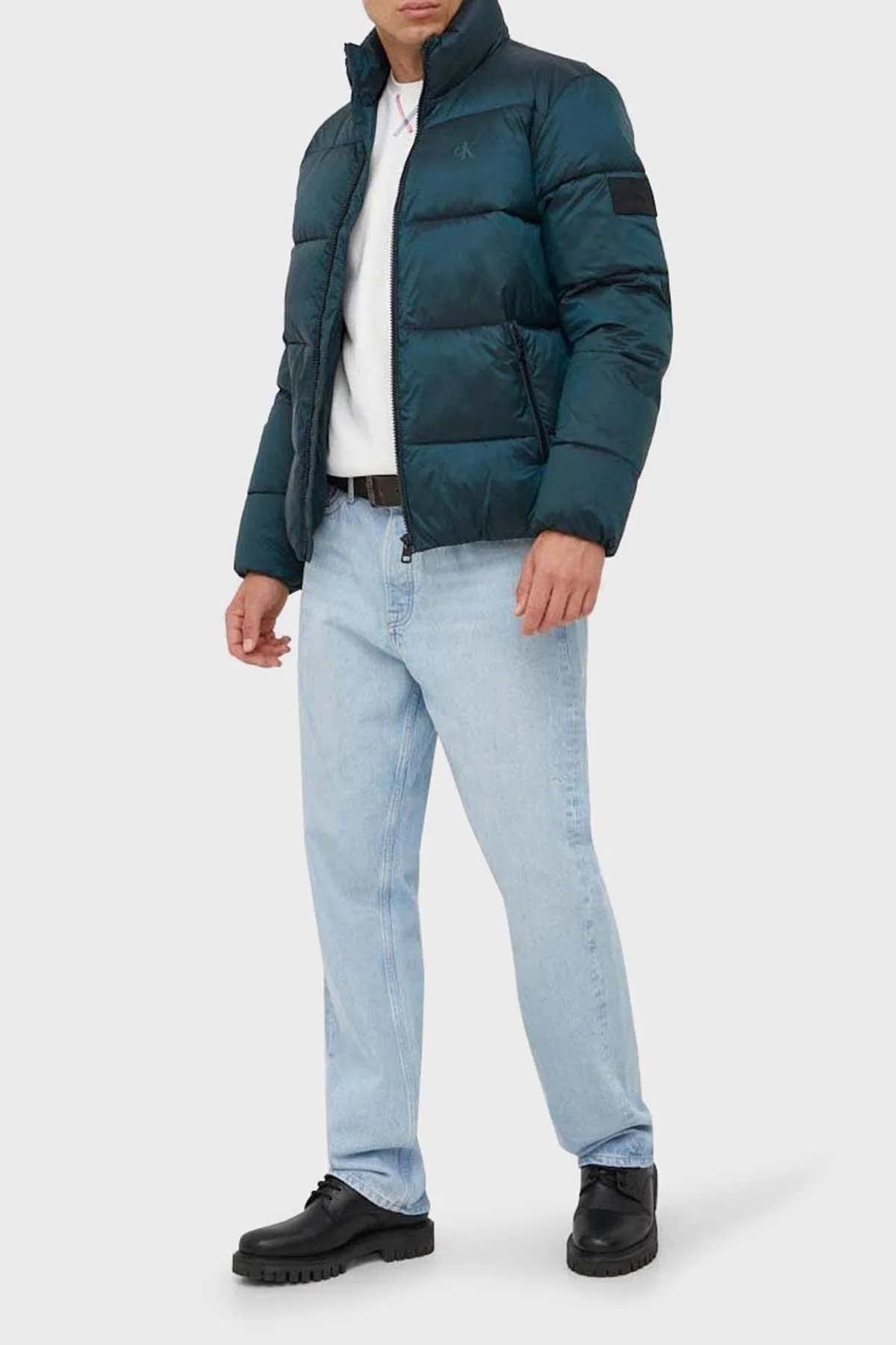 Calvin Klein Regular Fit Dik Yaka Şişme J30J324081CA4 Erkek Mont J30J324081 CA4 YEŞİL - 3