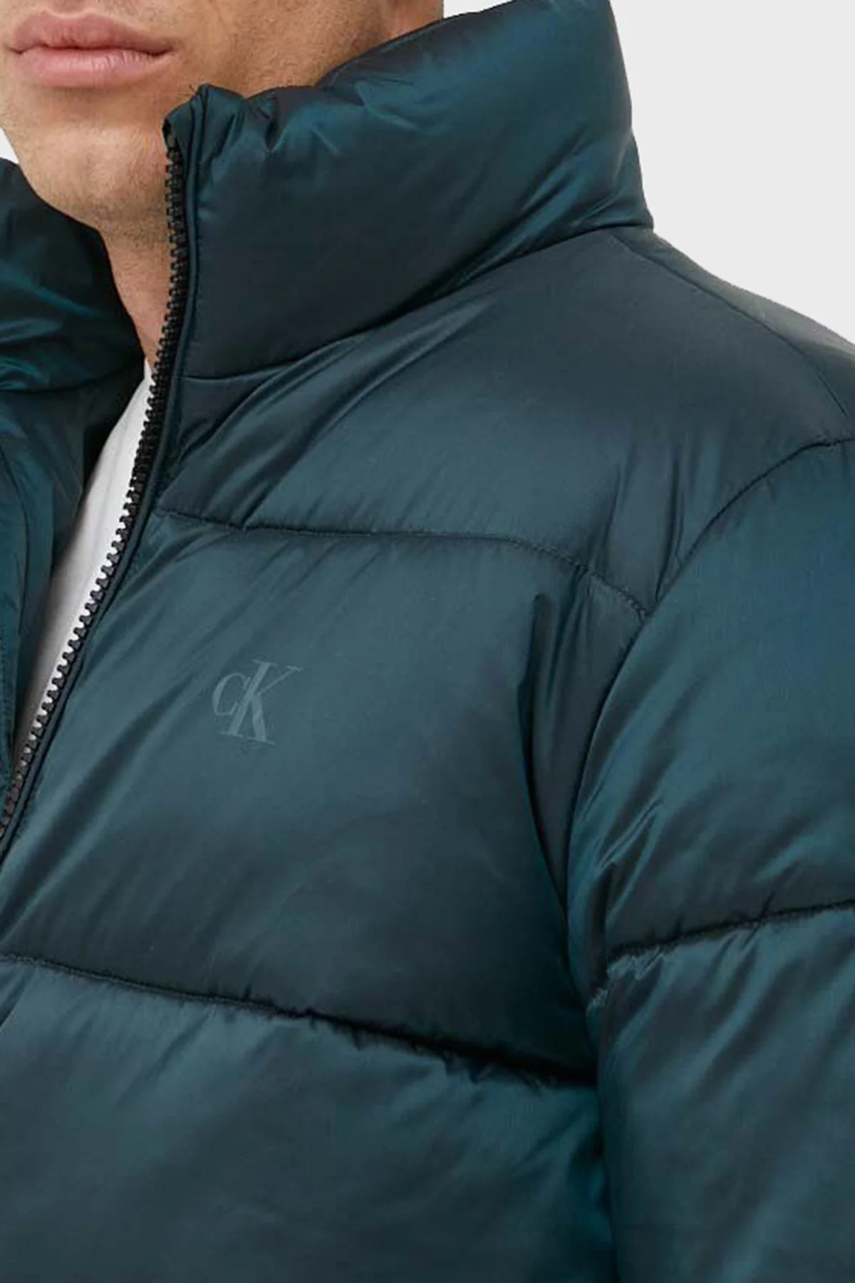 Calvin Klein Regular Fit Dik Yaka Şişme J30J324081CA4 Erkek Mont J30J324081 CA4 YEŞİL - 4