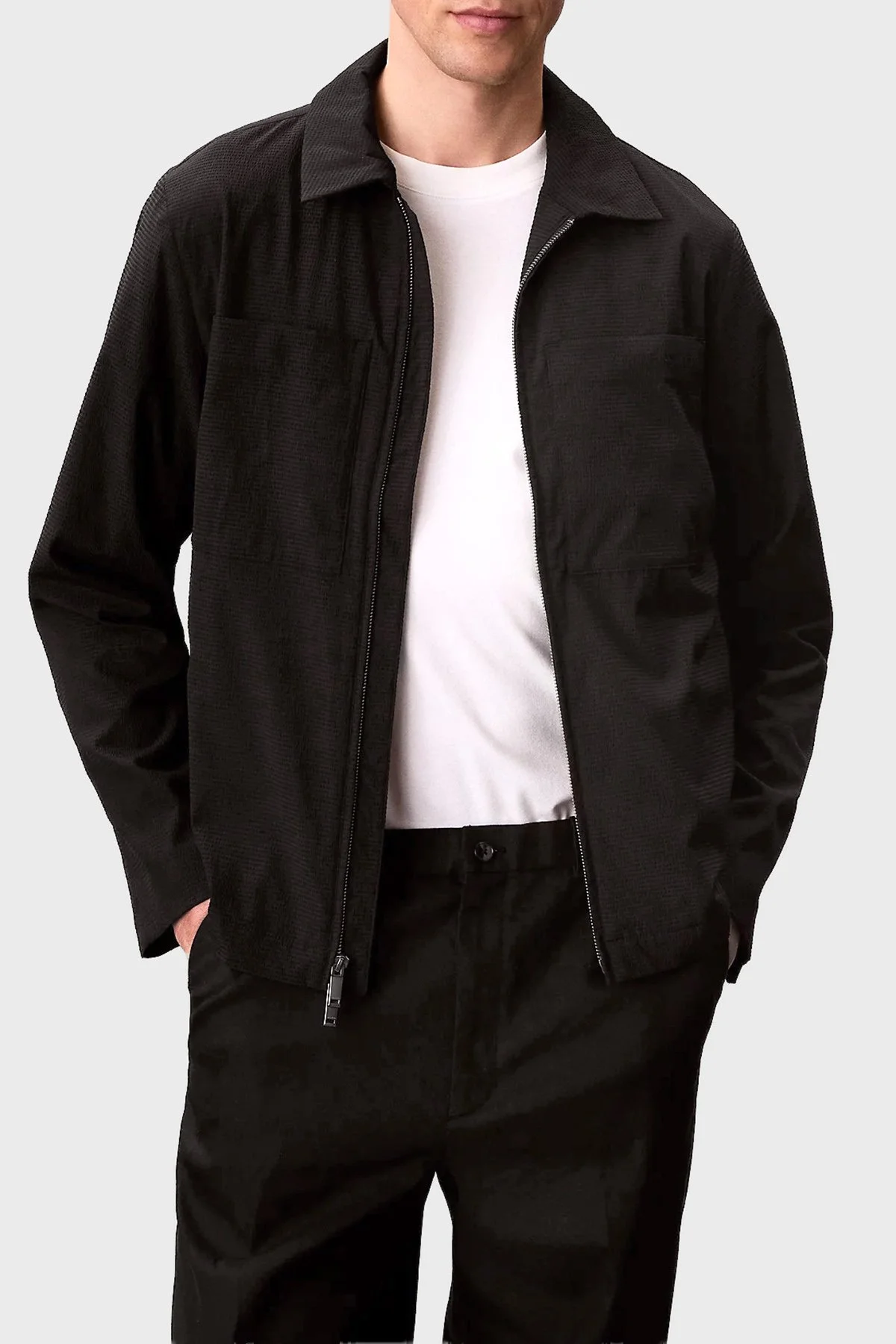 Calvin Klein Regular Fit Göğüs Cepli Fermuarlı LV04LF424GUB1 Erkek Ceket LV04LF424G UB1 SİYAH - 1