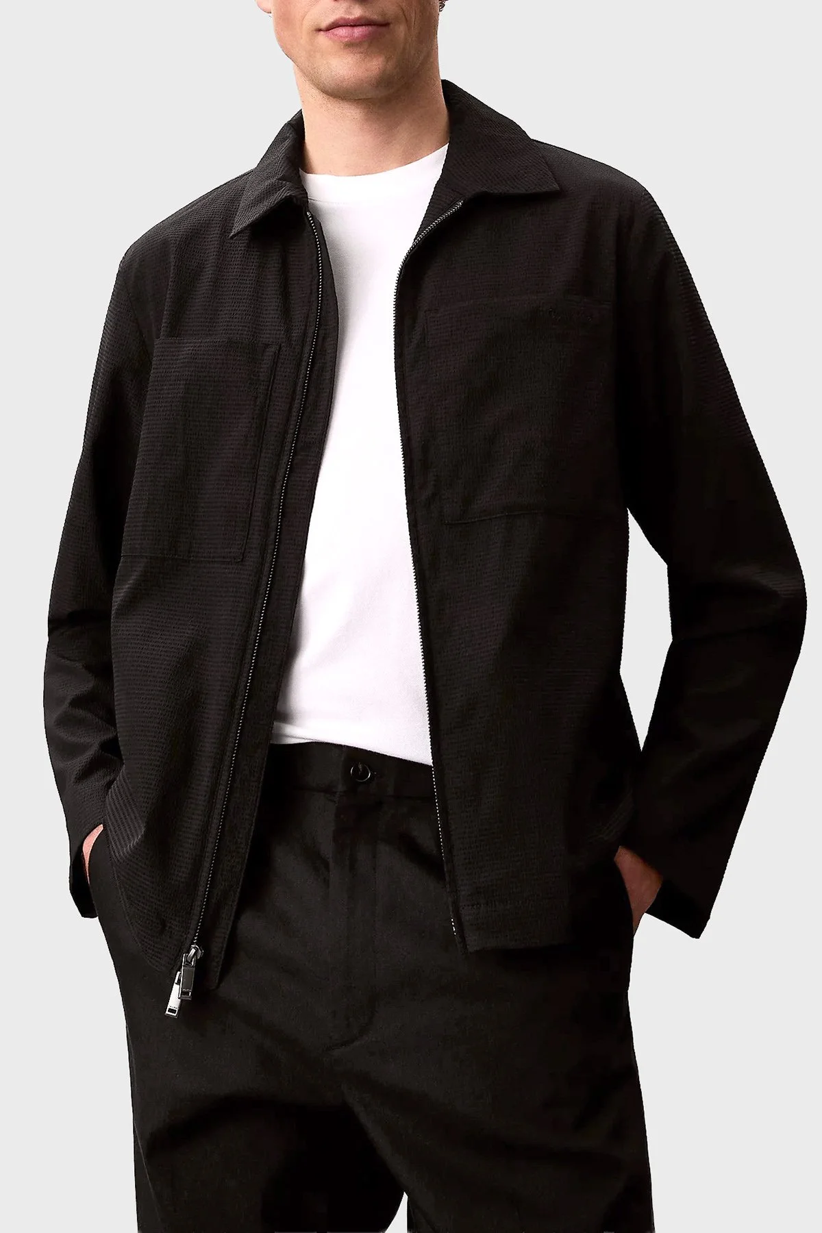 Calvin Klein Regular Fit Göğüs Cepli Fermuarlı LV04LF424GUB1 Erkek Ceket LV04LF424G UB1 SİYAH - 5