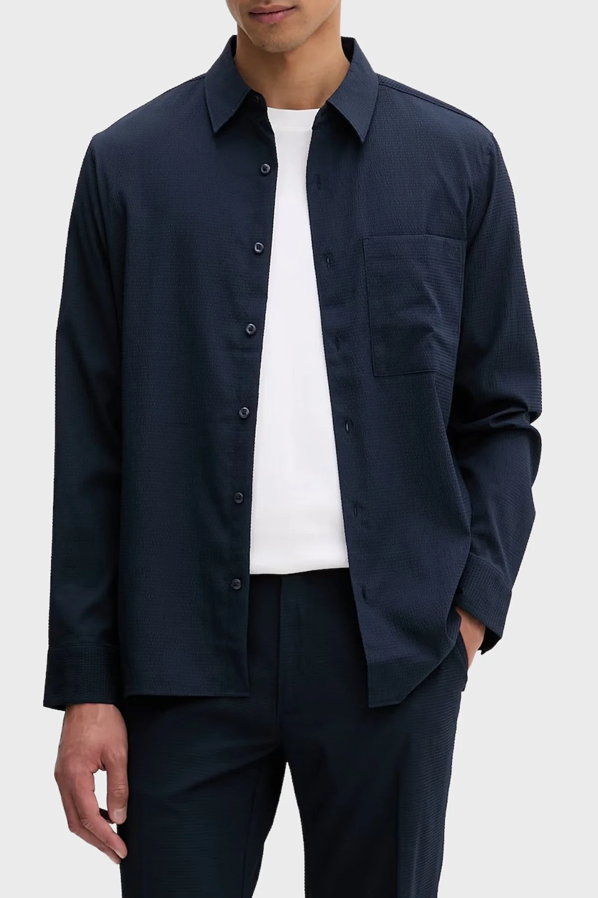 Calvin Klein Regular Fit Göğüs Cepli LV04LF108GCEF Erkek Gömlek LV04LF108G CEF LACİVERT - 1