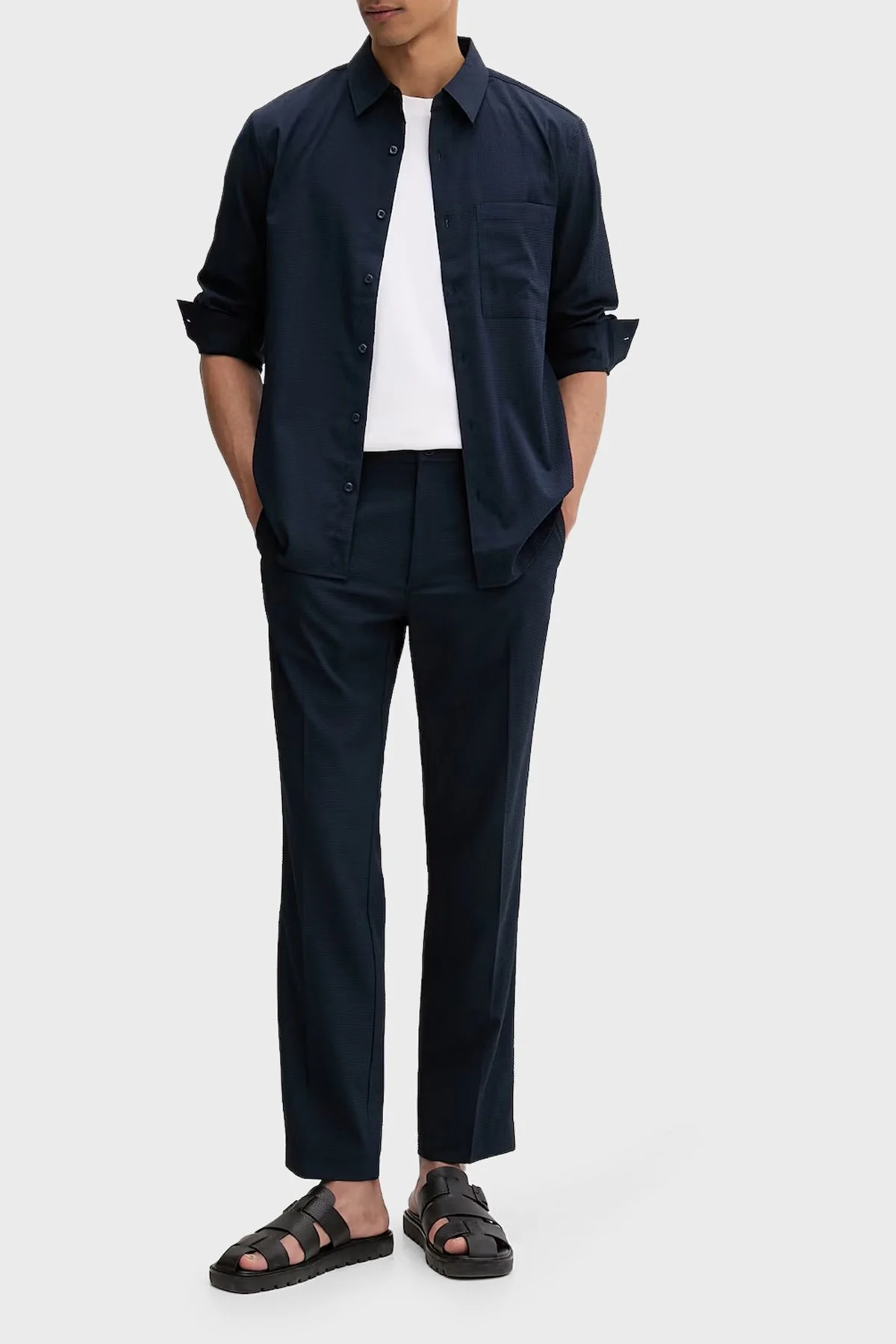 Calvin Klein Regular Fit Göğüs Cepli LV04LF108GCEF Erkek Gömlek LV04LF108G CEF LACİVERT - 2