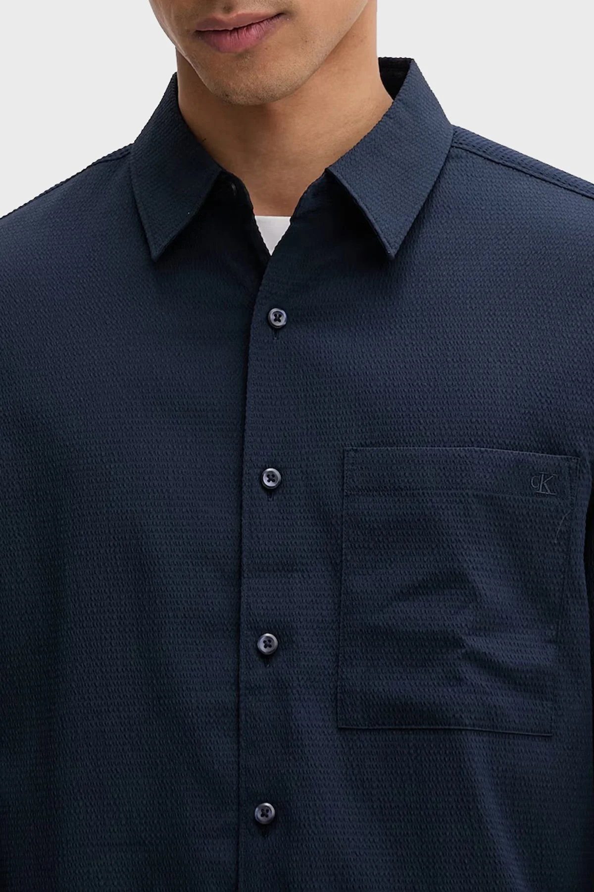 Calvin Klein Regular Fit Göğüs Cepli LV04LF108GCEF Erkek Gömlek LV04LF108G CEF LACİVERT - 4