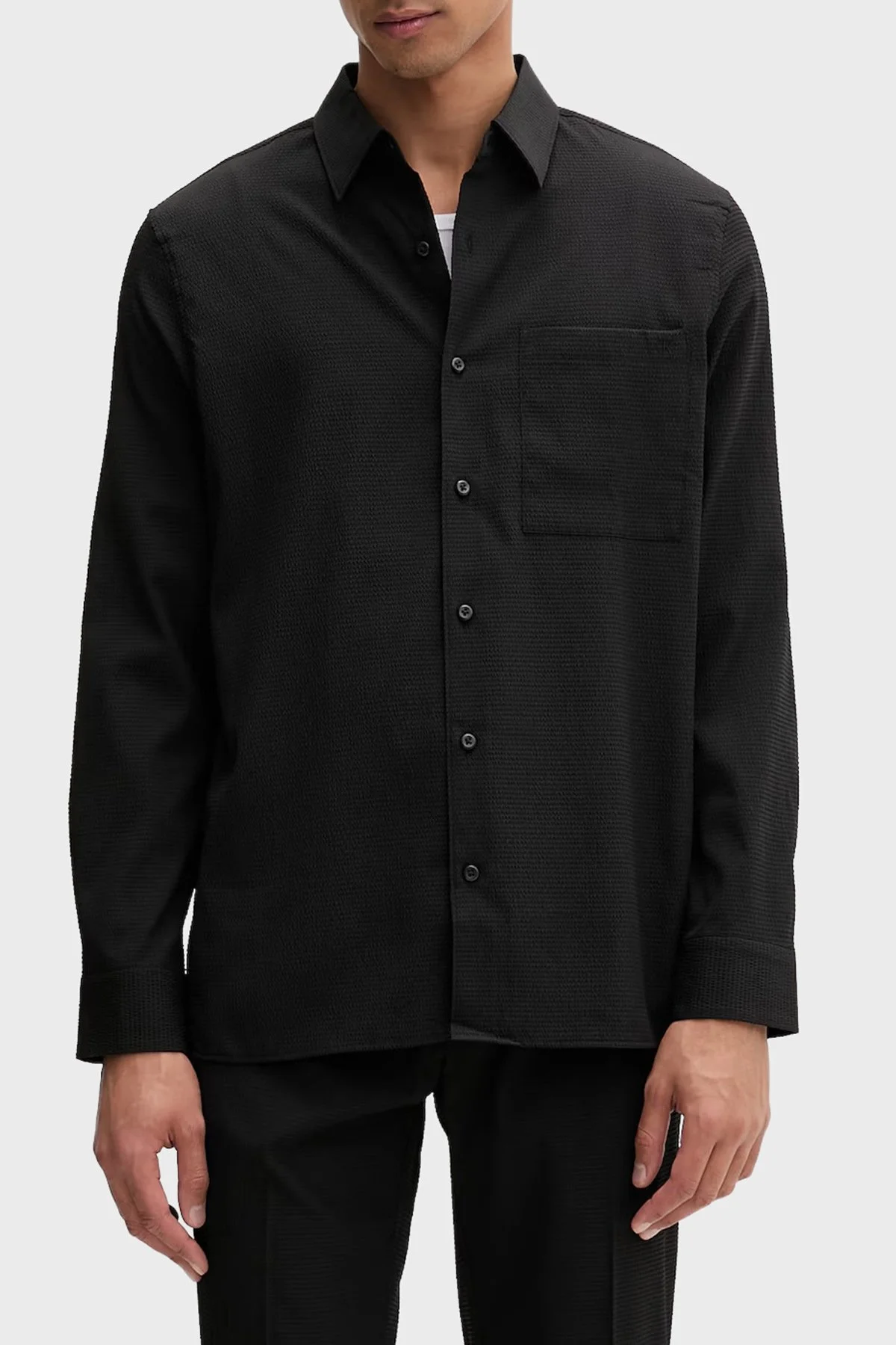 Calvin Klein Regular Fit Göğüs Cepli LV04LF108GUB1 Erkek Gömlek LV04LF108G UB1 SİYAH - 1
