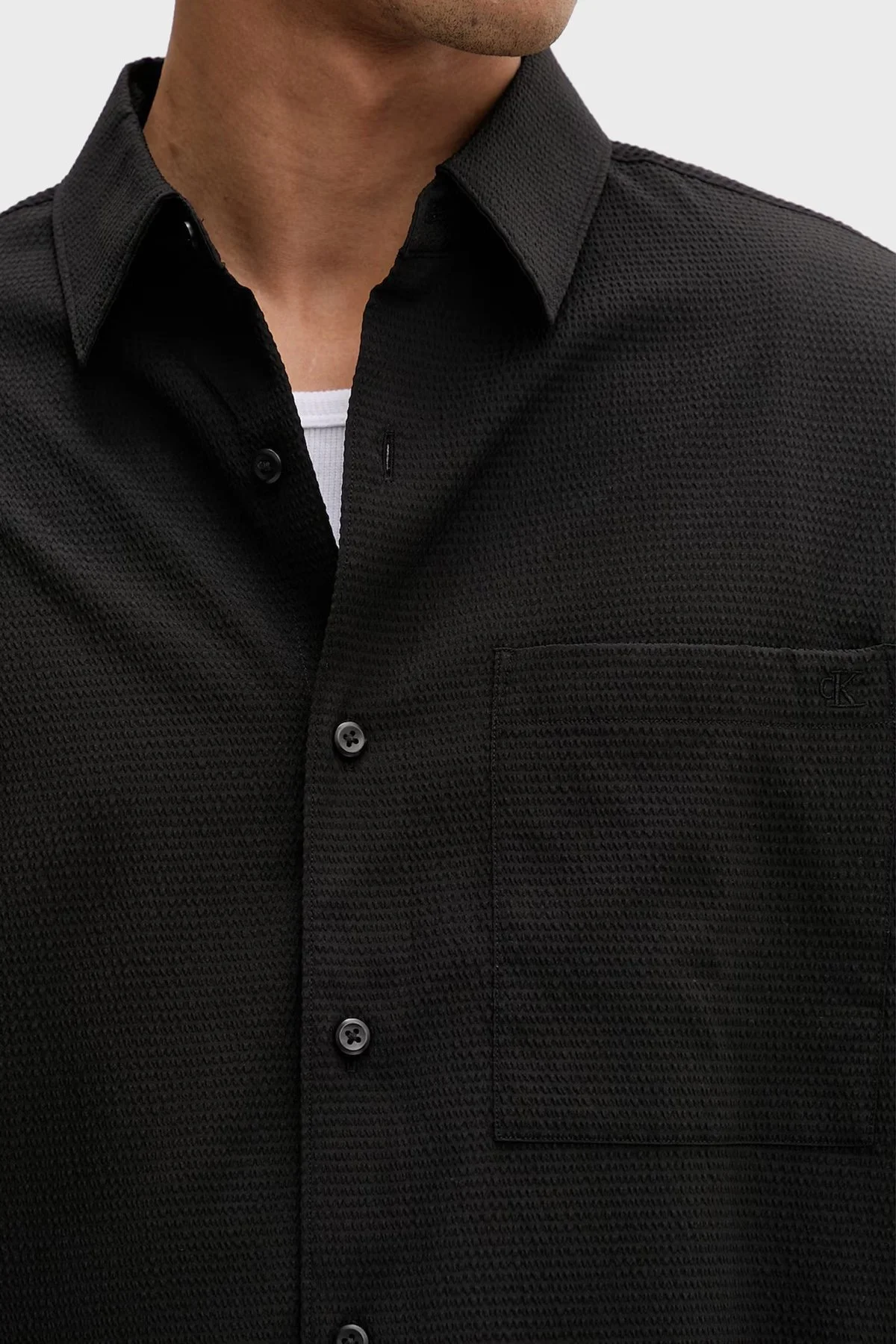 Calvin Klein Regular Fit Göğüs Cepli LV04LF108GUB1 Erkek Gömlek LV04LF108G UB1 SİYAH - 4