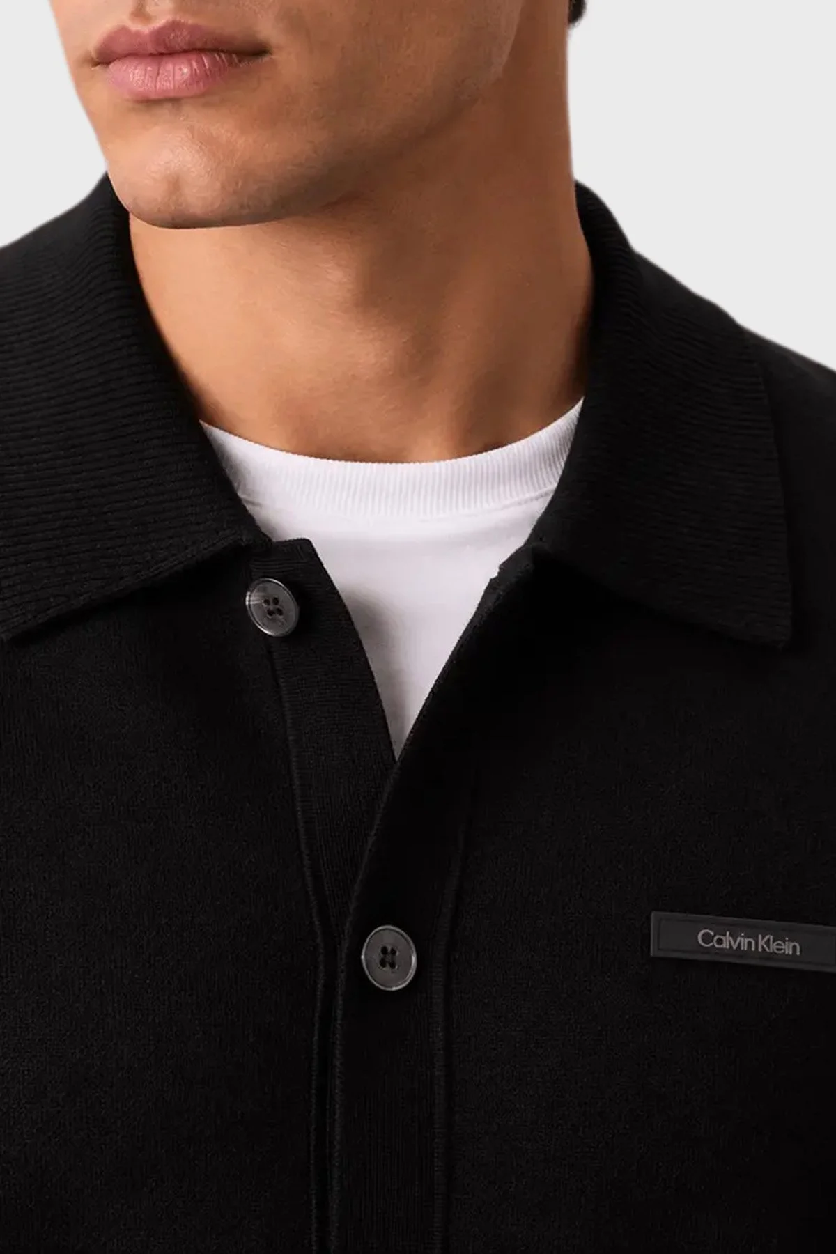 Calvin Klein Regular Fit Kalasik Yaka Düğmeli Triko LV04LH318GUB1 Erkek Kazak LV04LH318G UB1 Siyah - 4