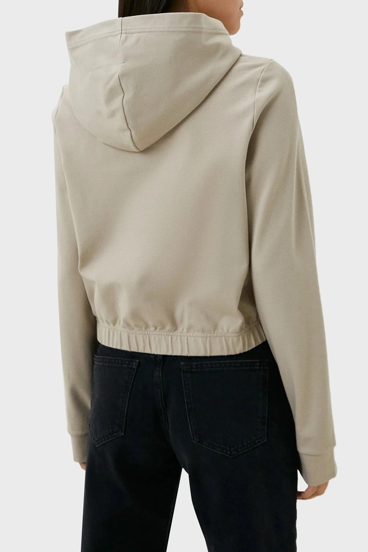 Calvin Klein Regular Fit Kapüşonlu Crop J20J222200PED Bayan Sweat J20J222200 PED BEJ - 2