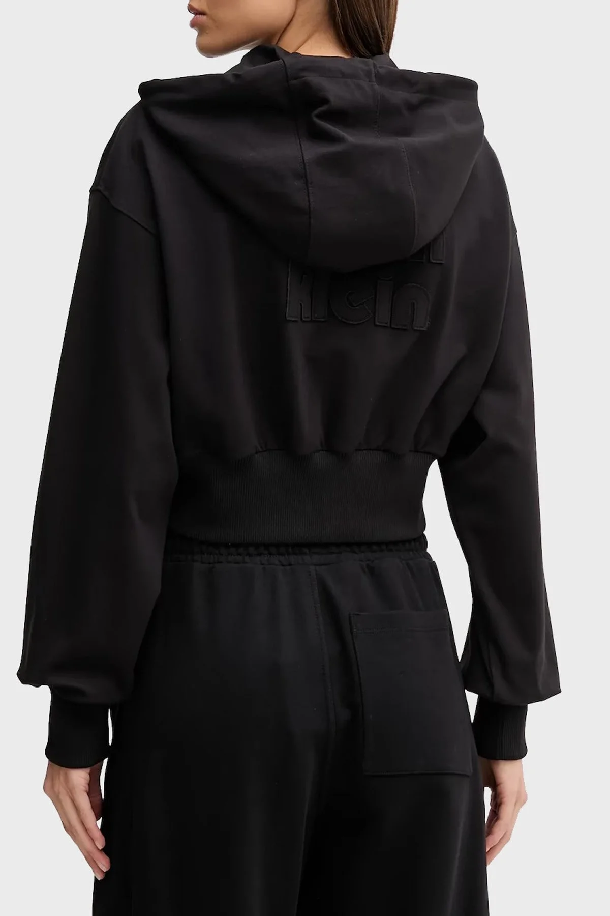 Calvin Klein Regular Fit Kapüşonlu Fermuarlı Logolu Crop LV047C247GUB1 Bayan Sweat LV047C247G UB1 SİYAH - 3